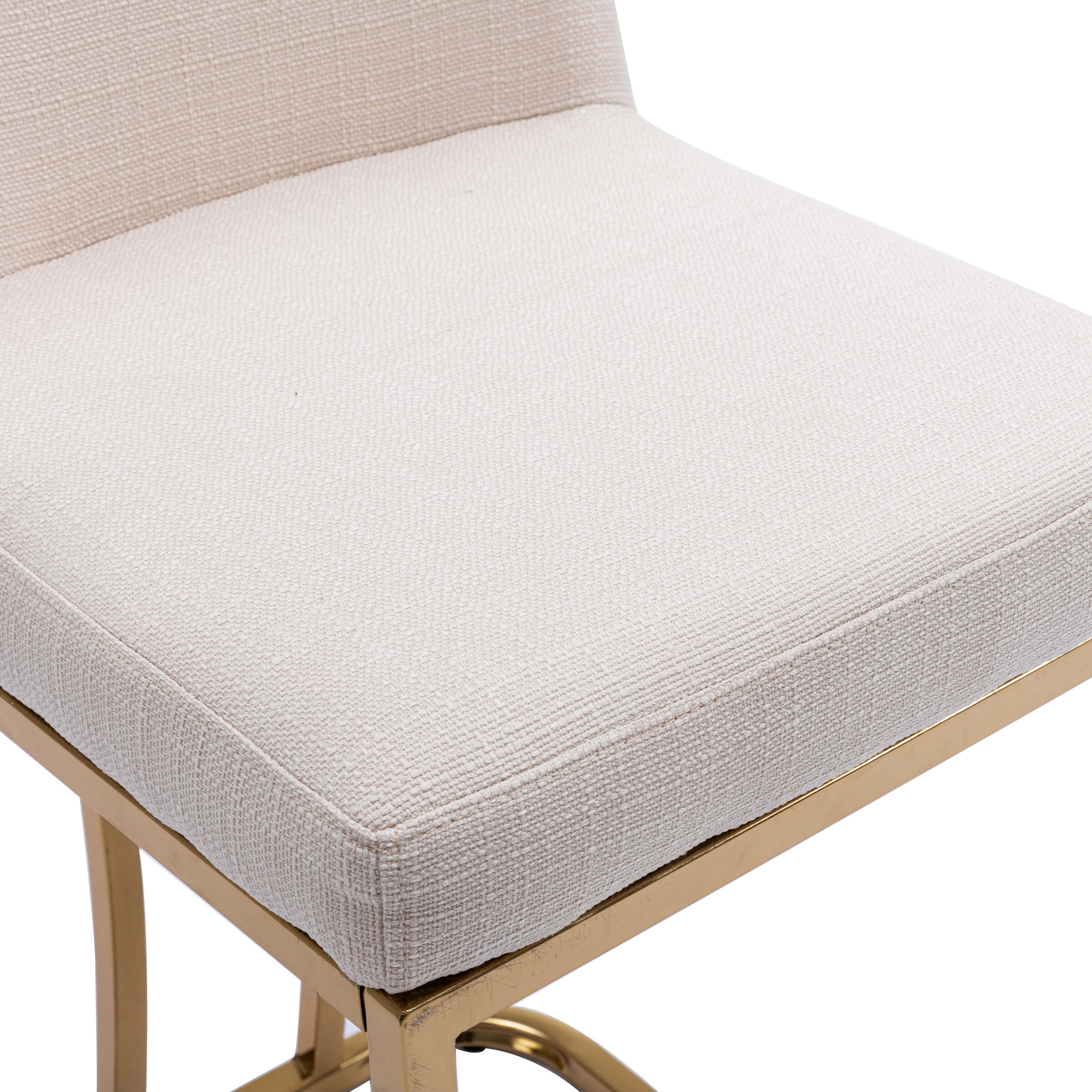 Stitching on cream seat edge