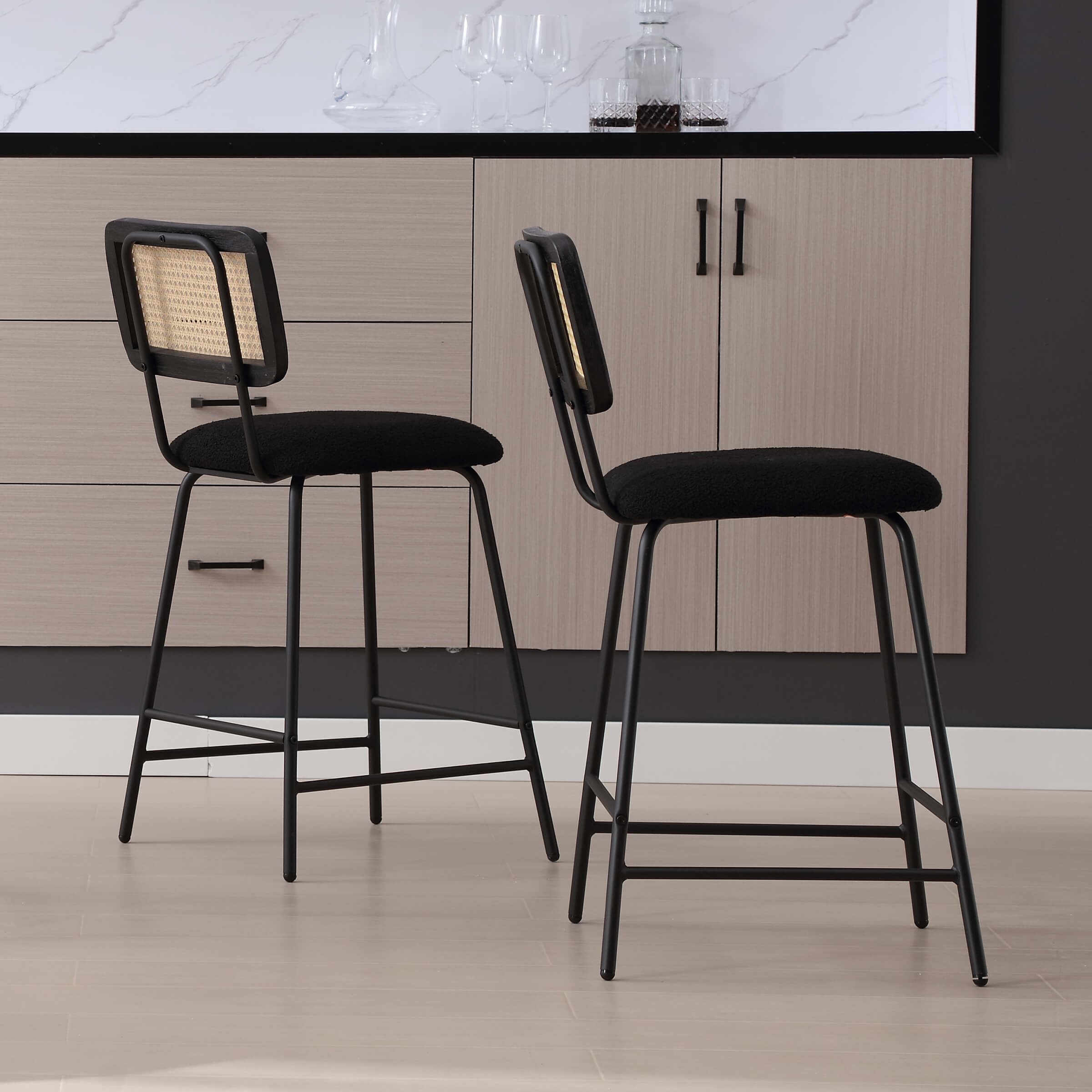 ZH4YOU 26'' Modern Rattan Counter Stools Set of 2 - 5348CS