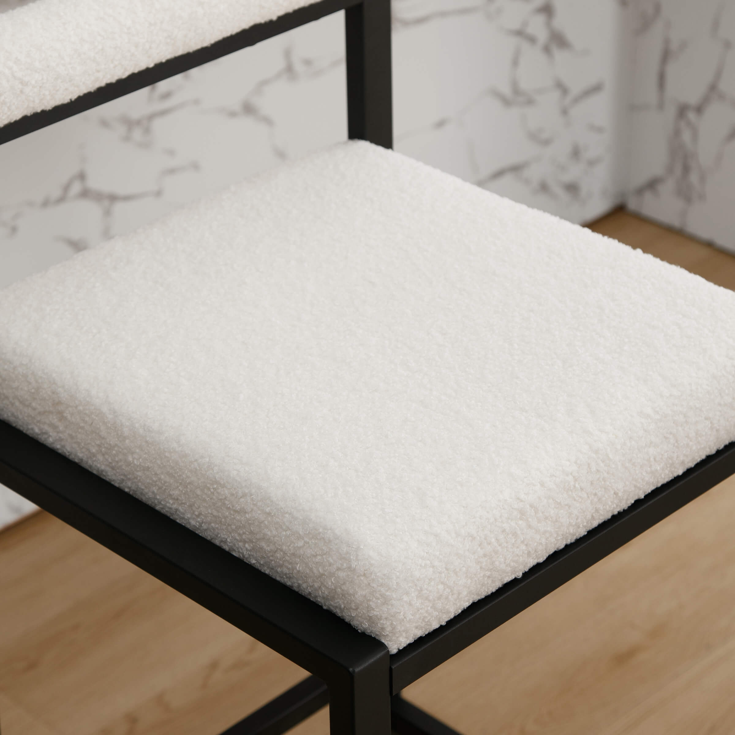 Close-up of white cushion edge
