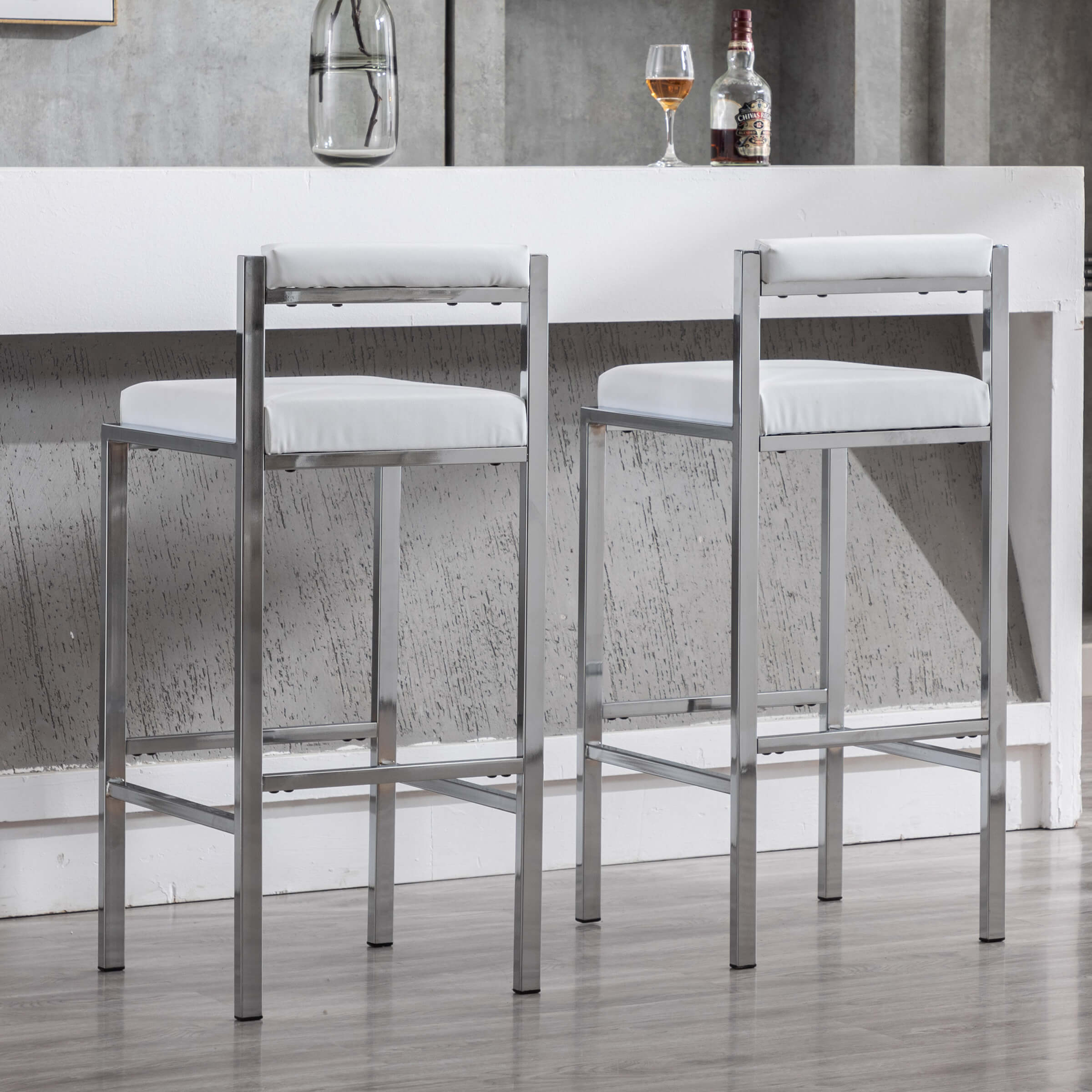 ZH4YOU 30"H Low Back Counter Height Barstools Set of 2 - 5300BS