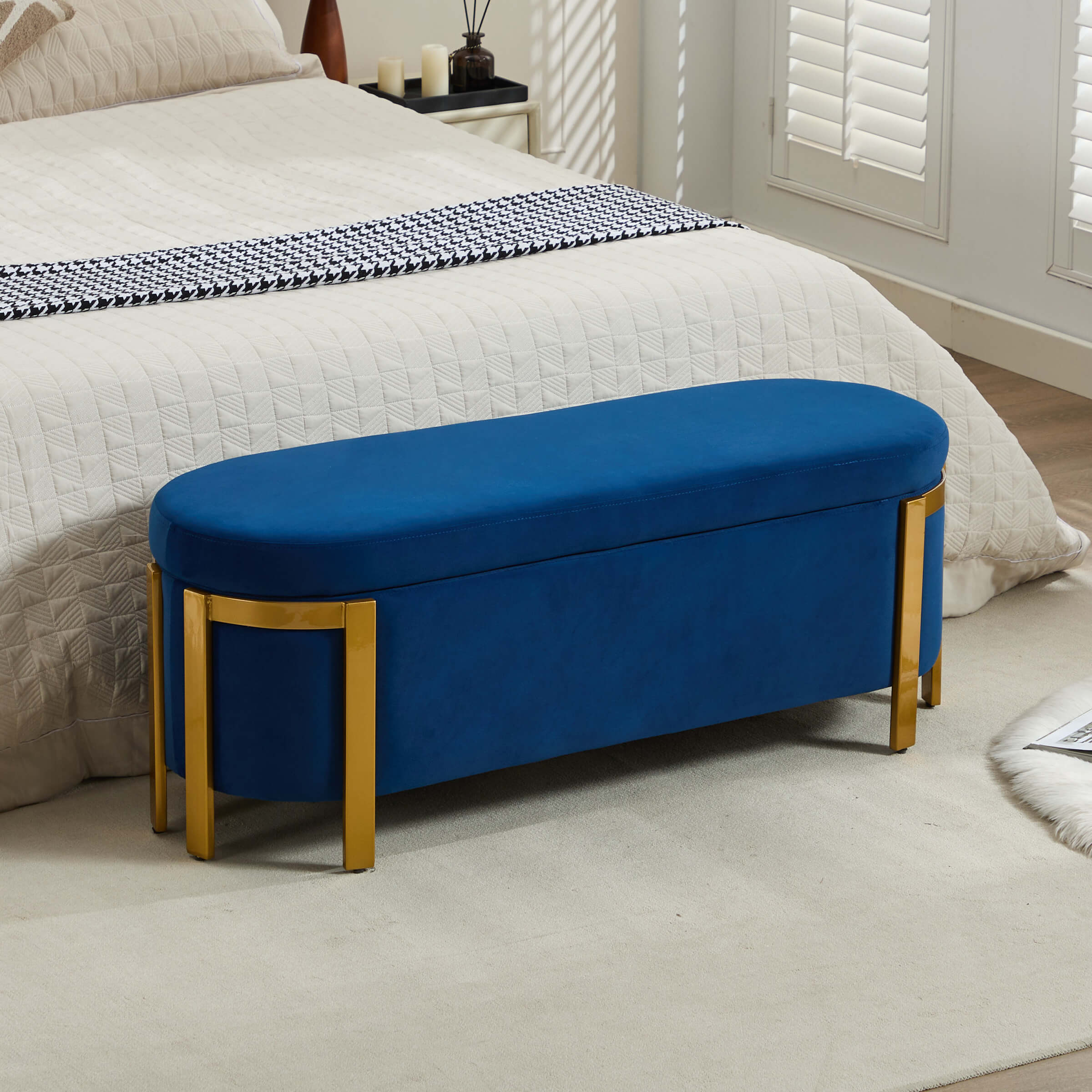 ZH4YOU 48” Storage Bench Ottoman End of Bed - 5001BH