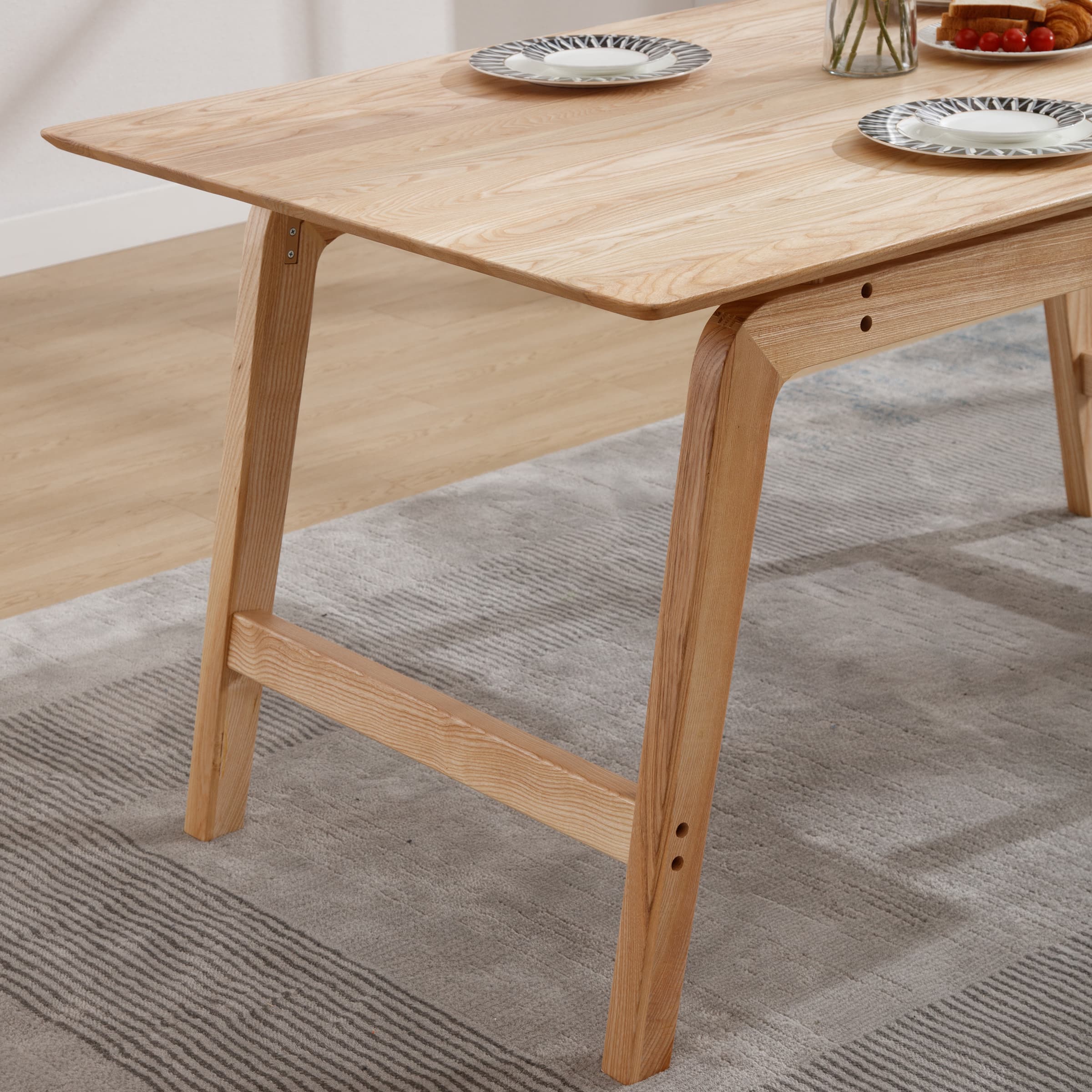 ZH4YOU 63" W Rectangle Solid Wood Dining Table - 21795DT
