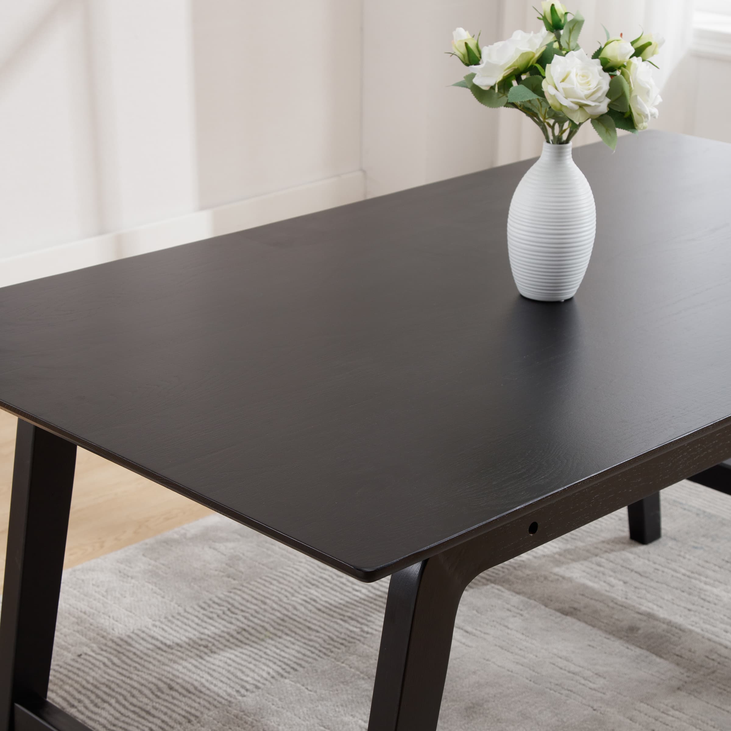 ZH4YOU 63" W Rectangle Solid Wood Dining Table - 21795DT
