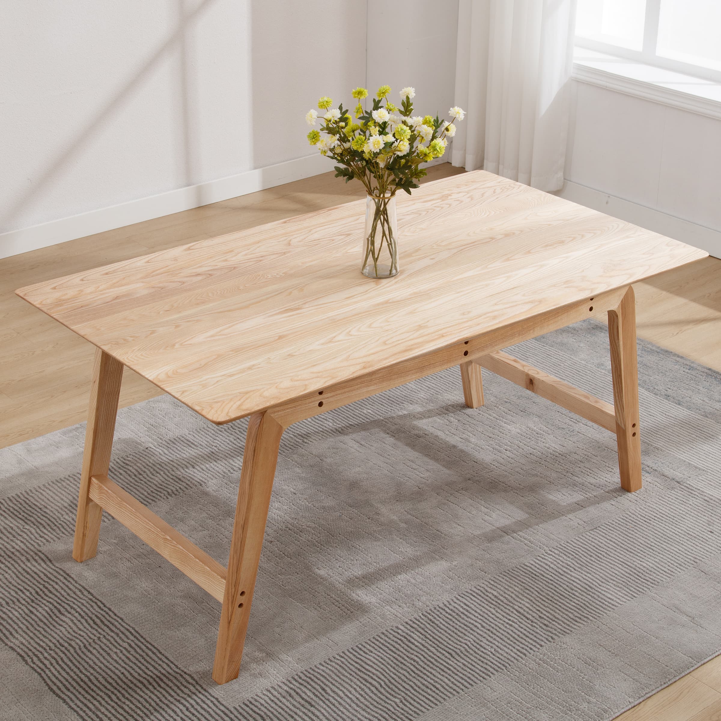 ZH4YOU 63" W Rectangle Solid Wood Dining Table - 21795DT
