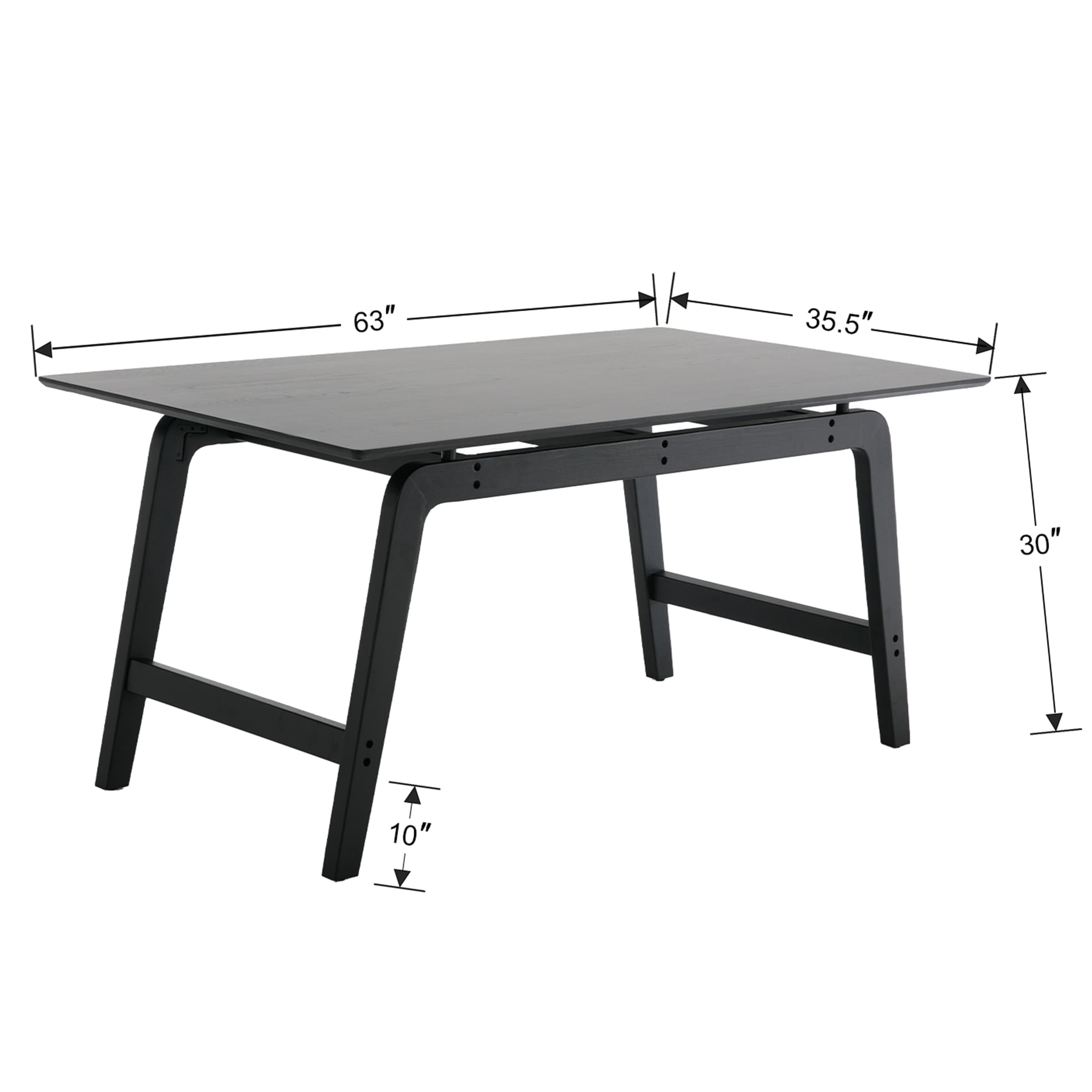 ZH4YOU 63" W Rectangle Solid Wood Dining Table - 21795DT