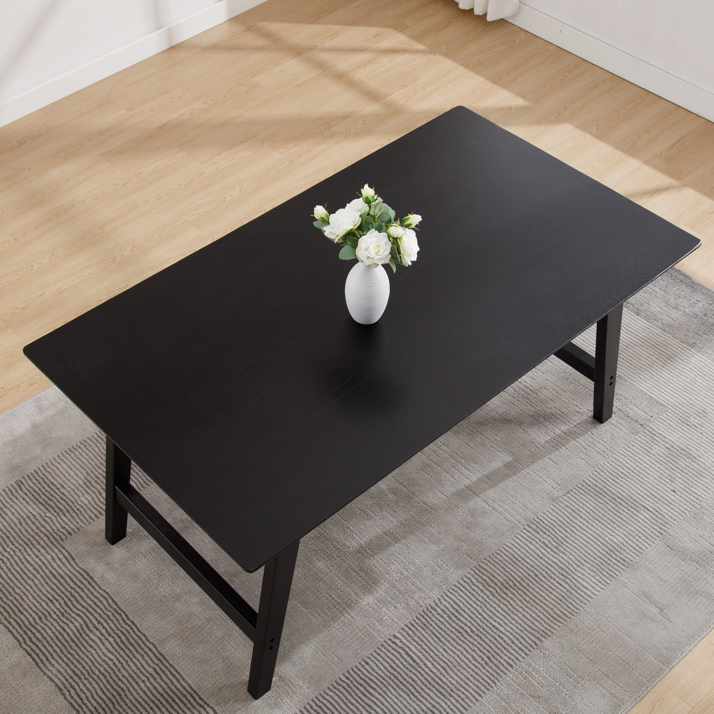 ZH4YOU 63" W Rectangle Solid Wood Dining Table - 21795DT