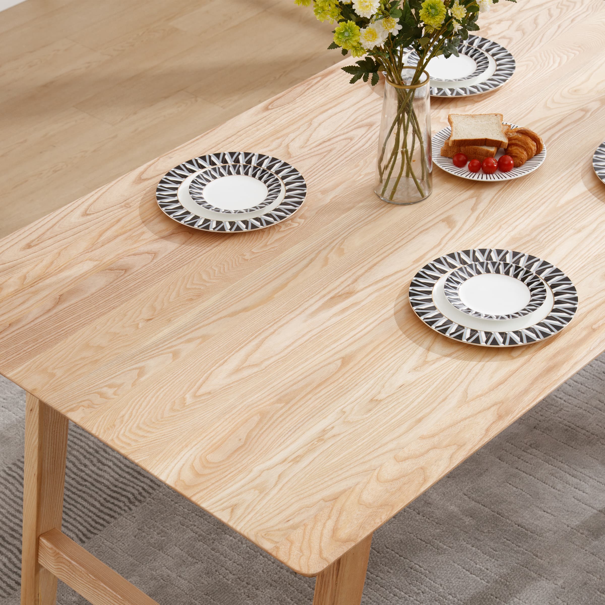 ZH4YOU 63" W Rectangle Solid Wood Dining Table - 21795DT