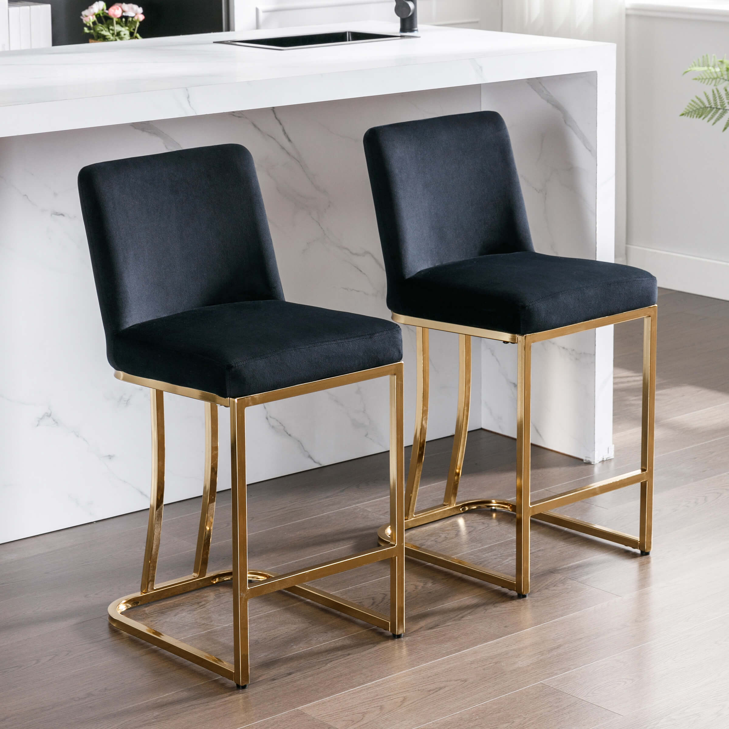 ZH4YOU 24"-30"H Metal Legs Counter Height Bar Stools Set of 2 - 2956