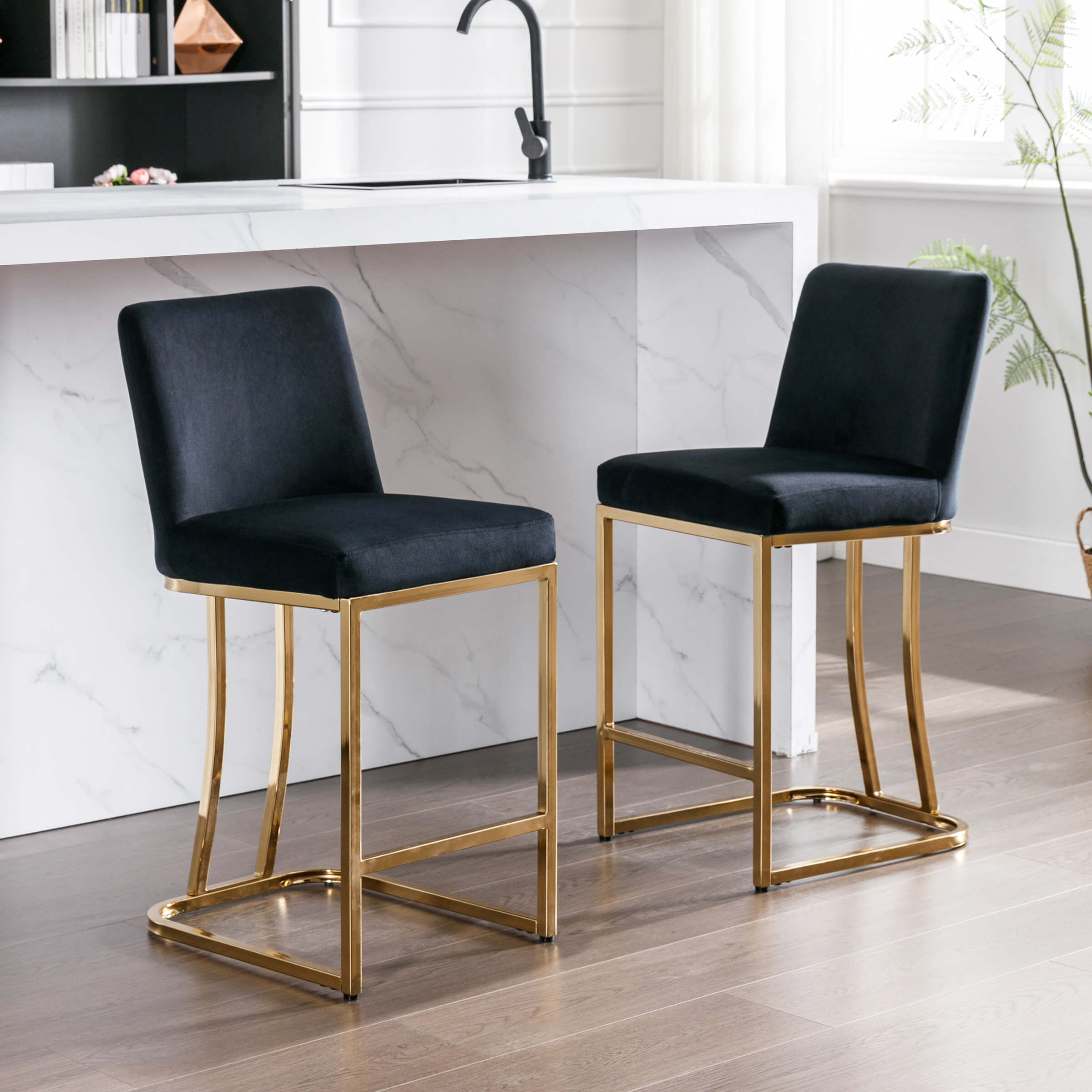 ZH4YOU 24"-30"H Metal Legs Counter Height Bar Stools Set of 2 - 2956