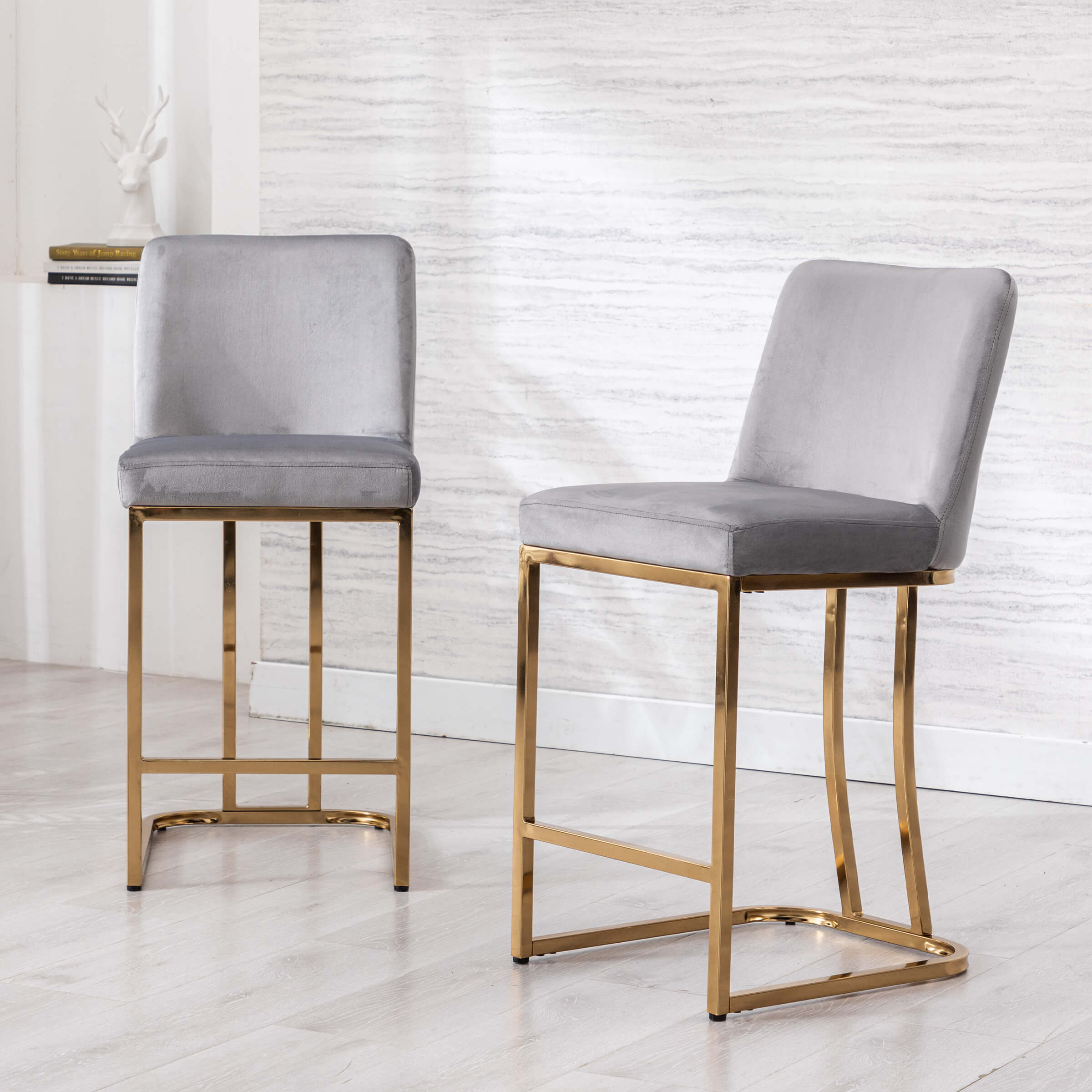 ZH4YOU 24" & 30"H Metal Legs Counter Height Bar Stools Set of 2 - 2956