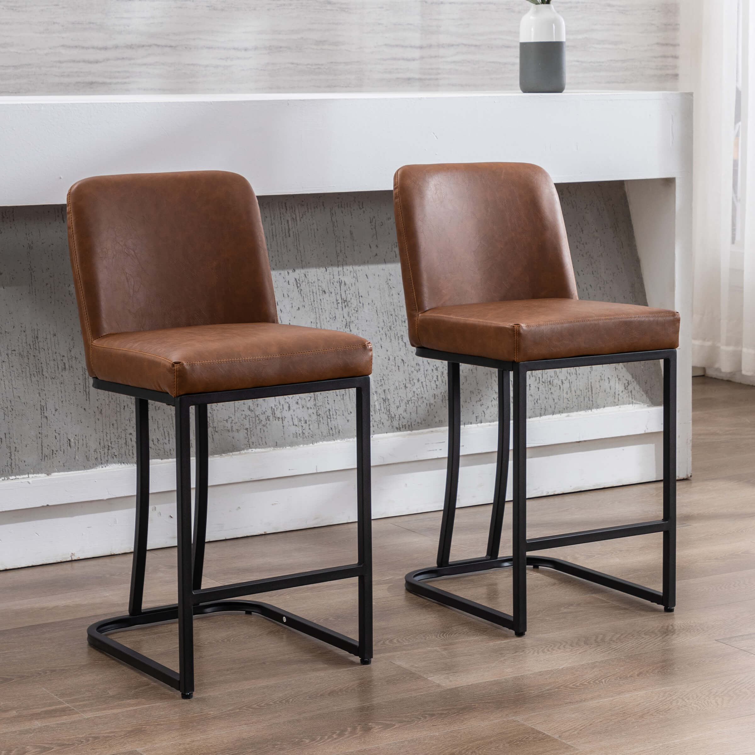 ZH4YOU 24" & 30"H Metal Legs Counter Height Bar Stools Set of 2 - 2956