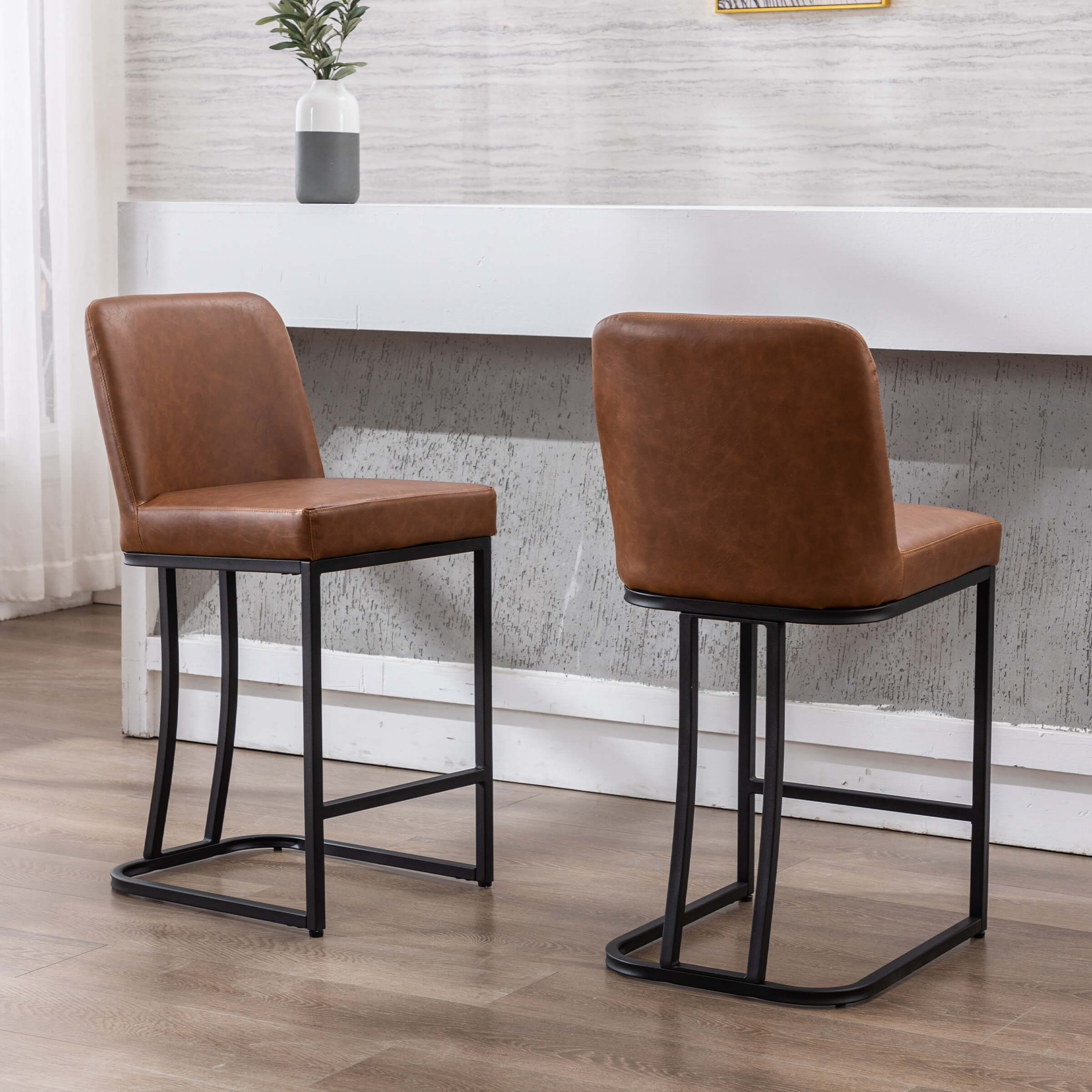 ZH4YOU 24" & 30"H Metal Legs Counter Height Bar Stools Set of 2 - 2956