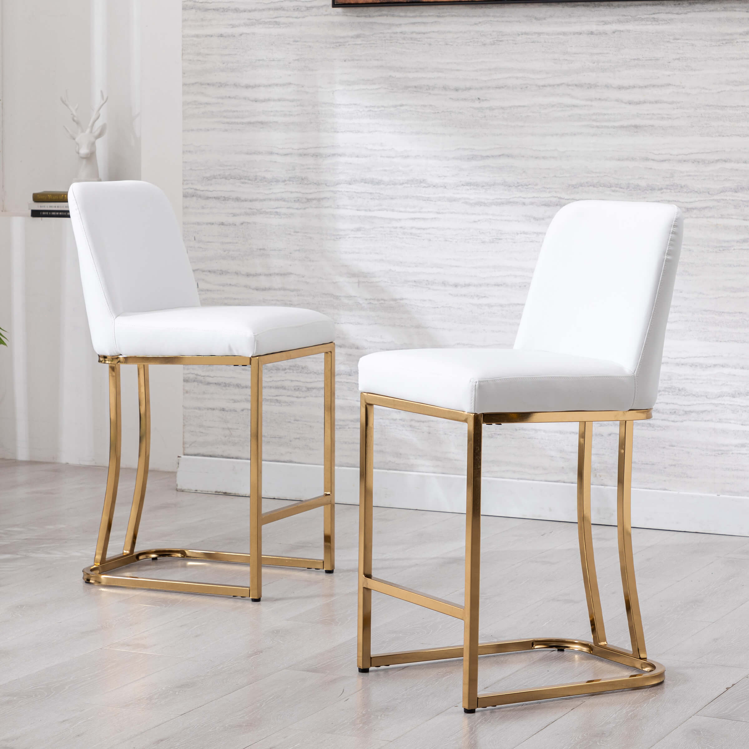 ZH4YOU 24" & 30"H Metal Legs Counter Height Bar Stools Set of 2 - 2956
