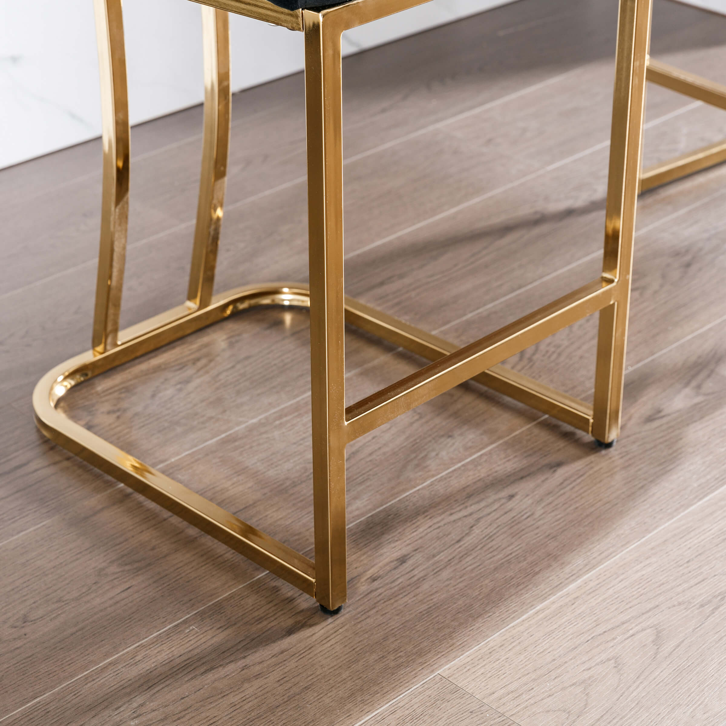 Gold metal frame base of bar stool