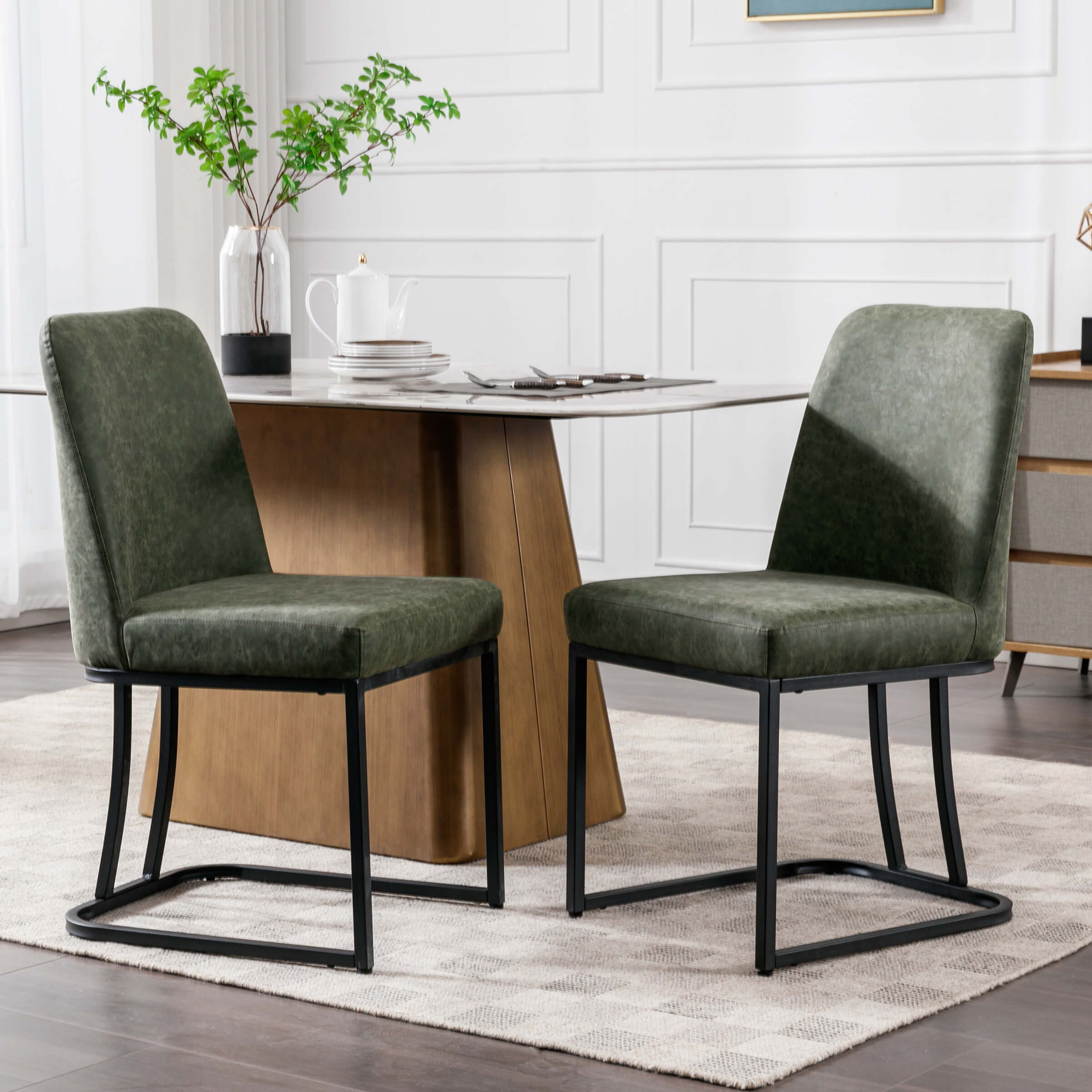 ZH4YOU Metal Legs Dining Chairs Set of 2 - 8673DC