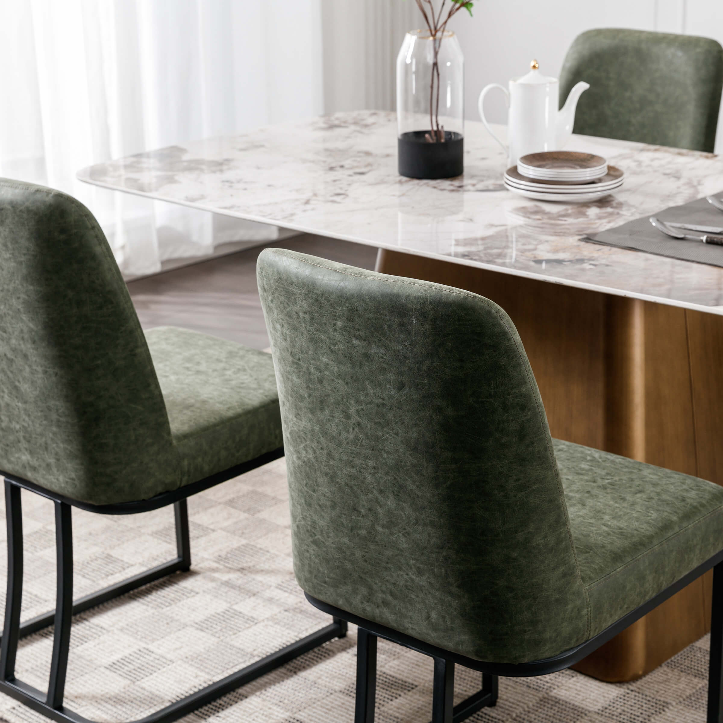 ZH4YOU Metal Legs Dining Chairs Set of 2 - 8673DC