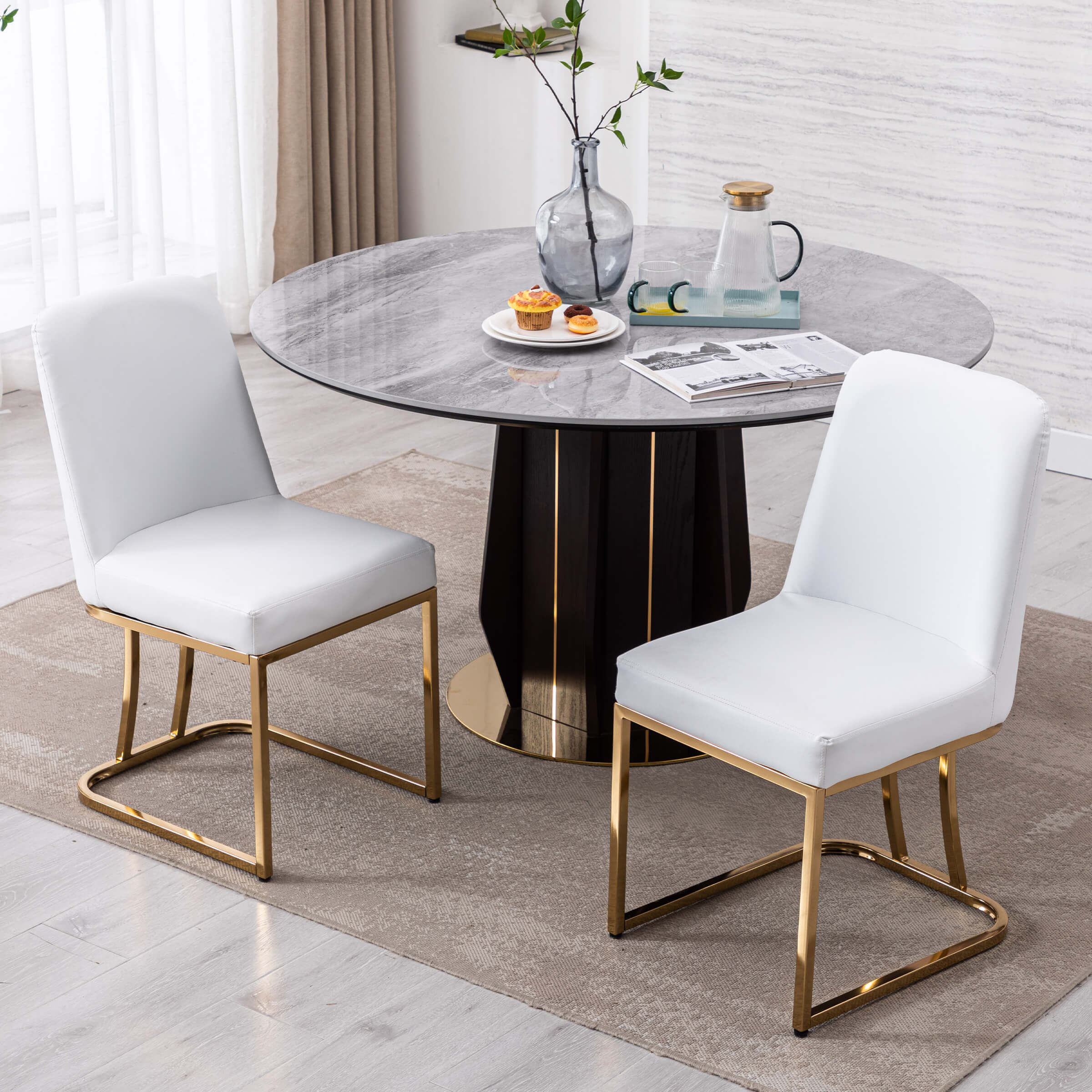 ZH4YOU Metal Legs Dining Chairs Set of 2 - 8673DC