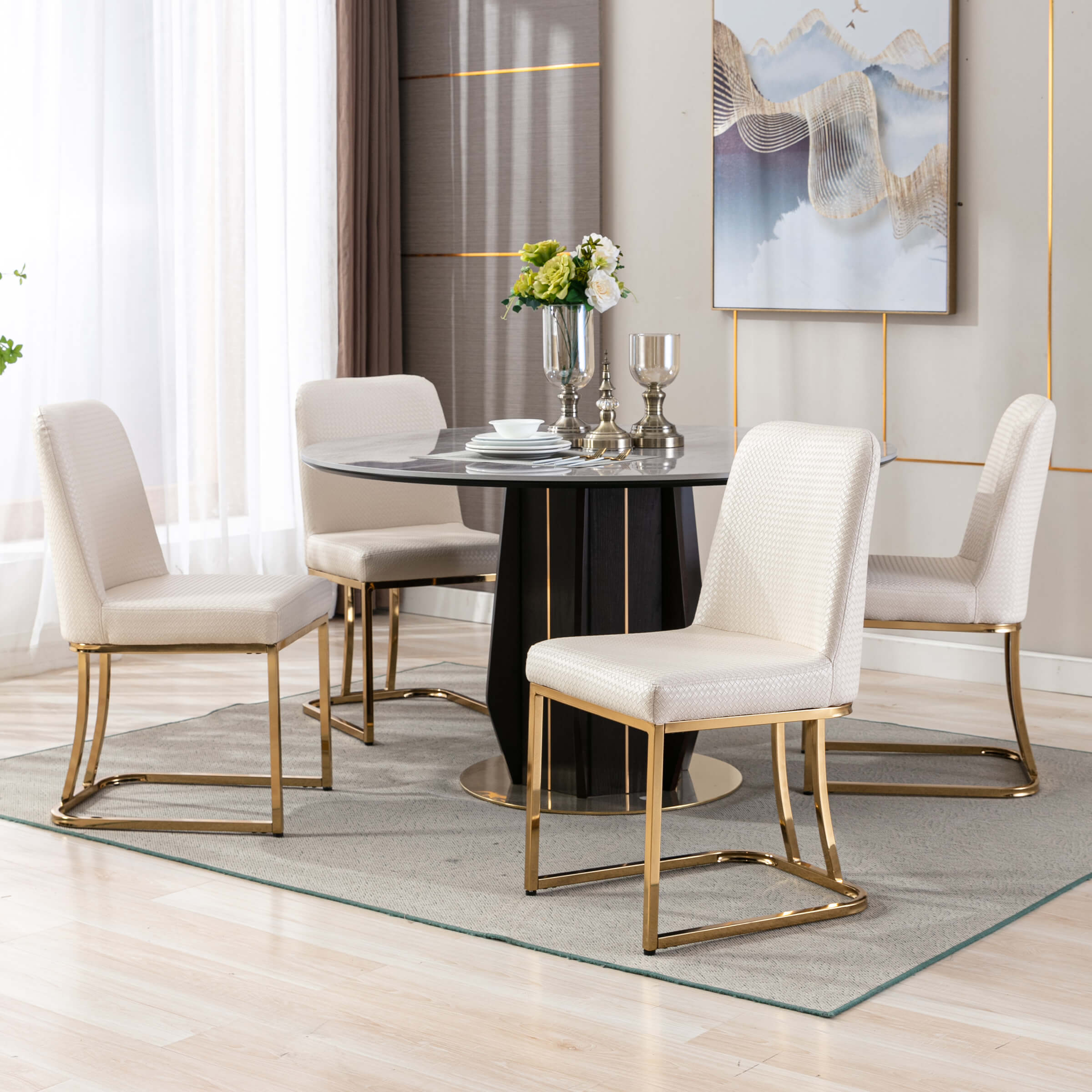 ZH4YOU Metal Legs Dining Chairs Set of 2 - 8673DC