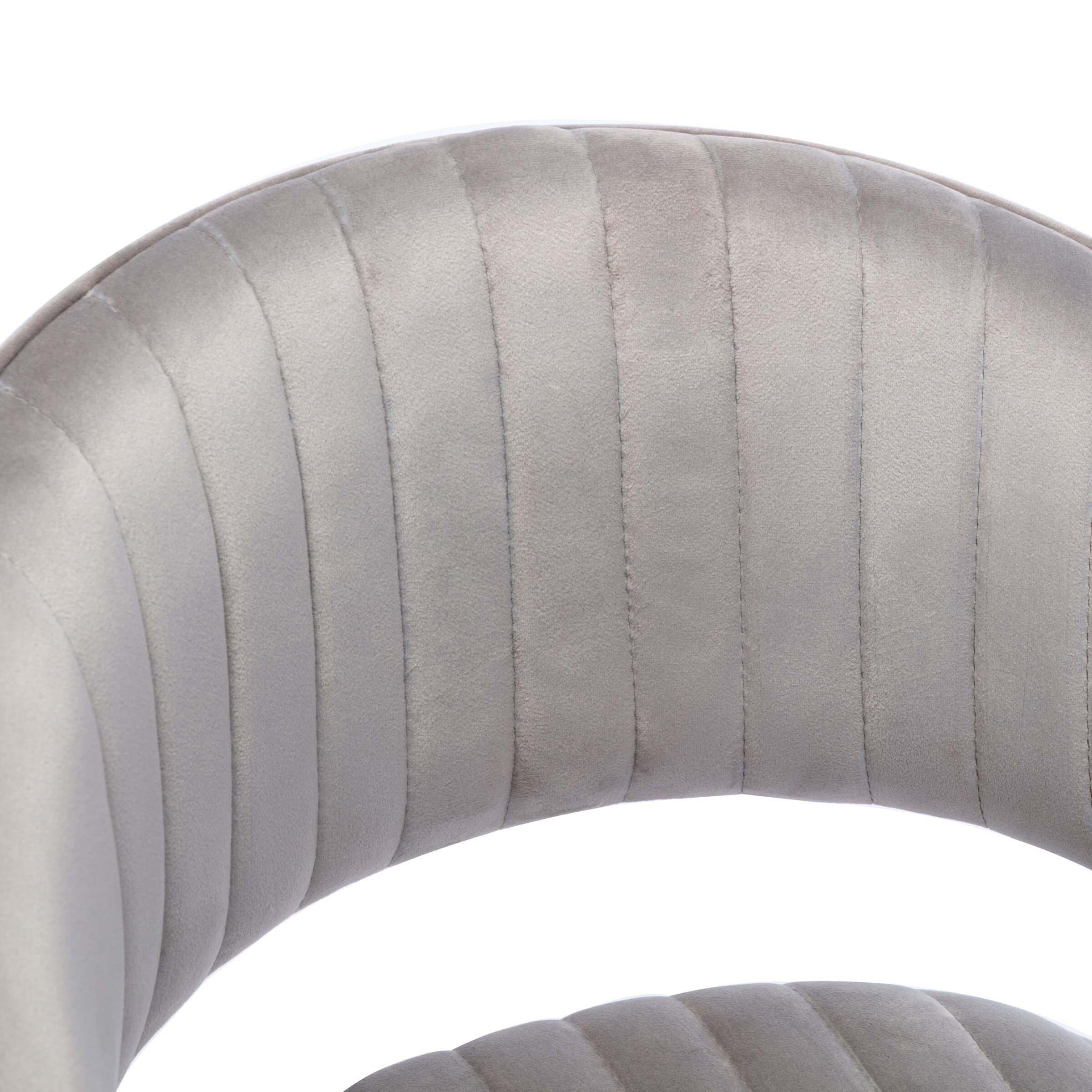 Close-up of grey ribbed upholstery on stool