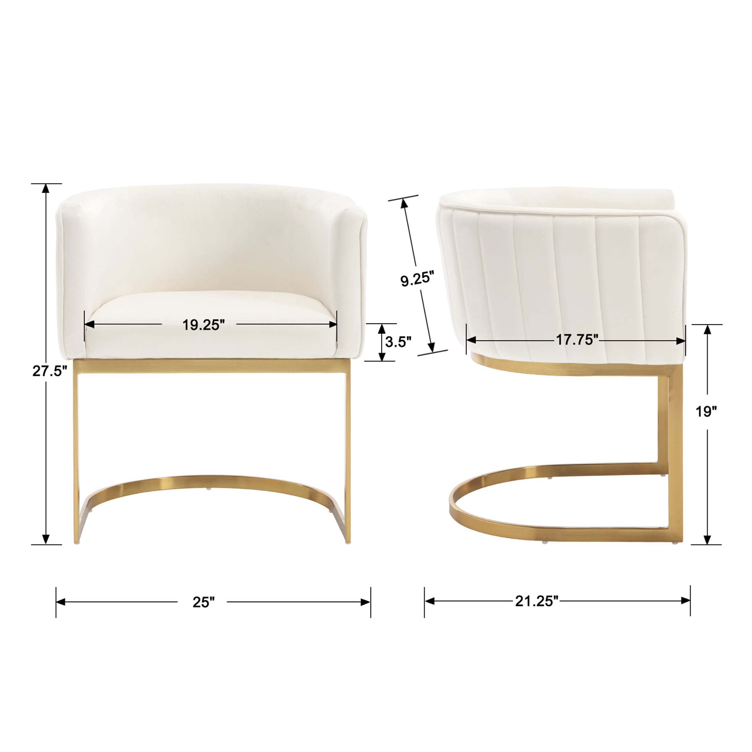 ZH4YOU Modern Barrel Dining Chairs Set of 2 - 7067DC