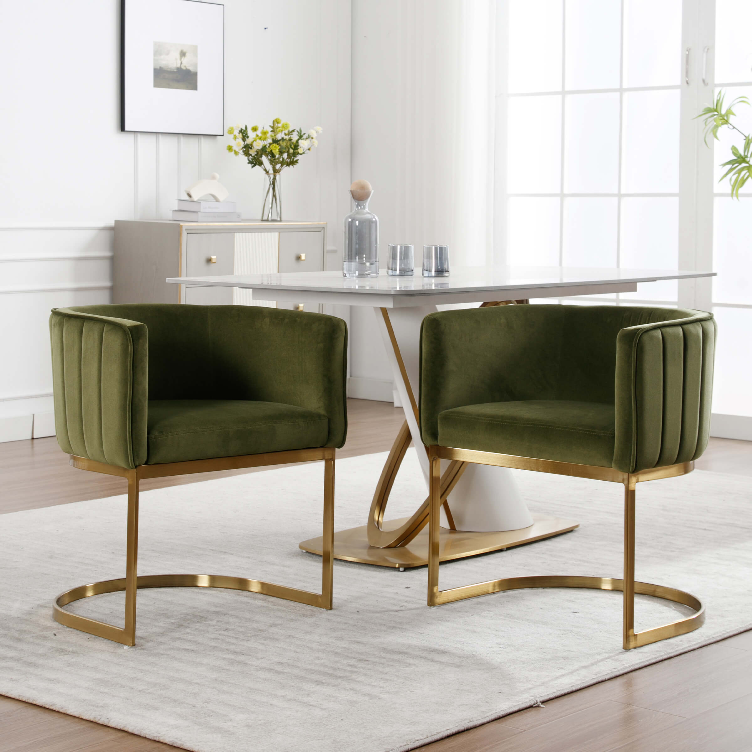 ZH4YOU Modern Barrel Dining Chairs Set of 2 - 7067DC