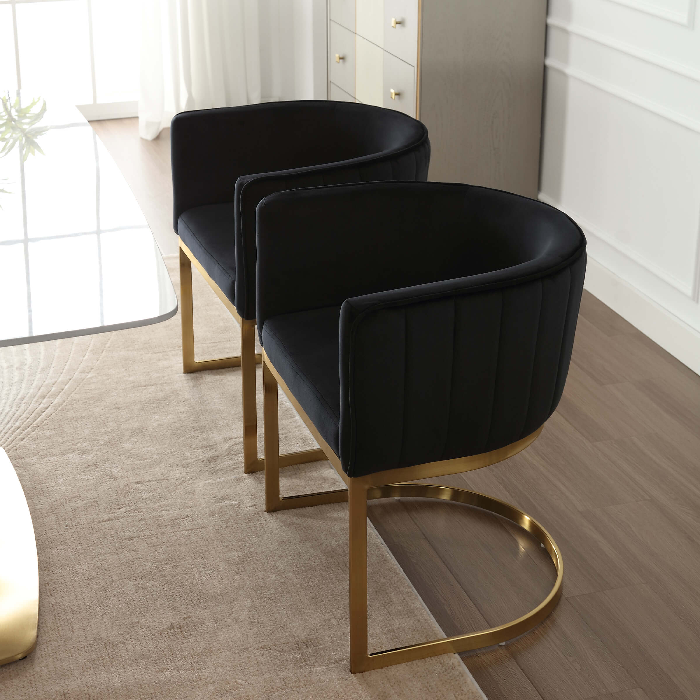 ZH4YOU Modern Barrel Dining Chairs Set of 2 - 7067DC