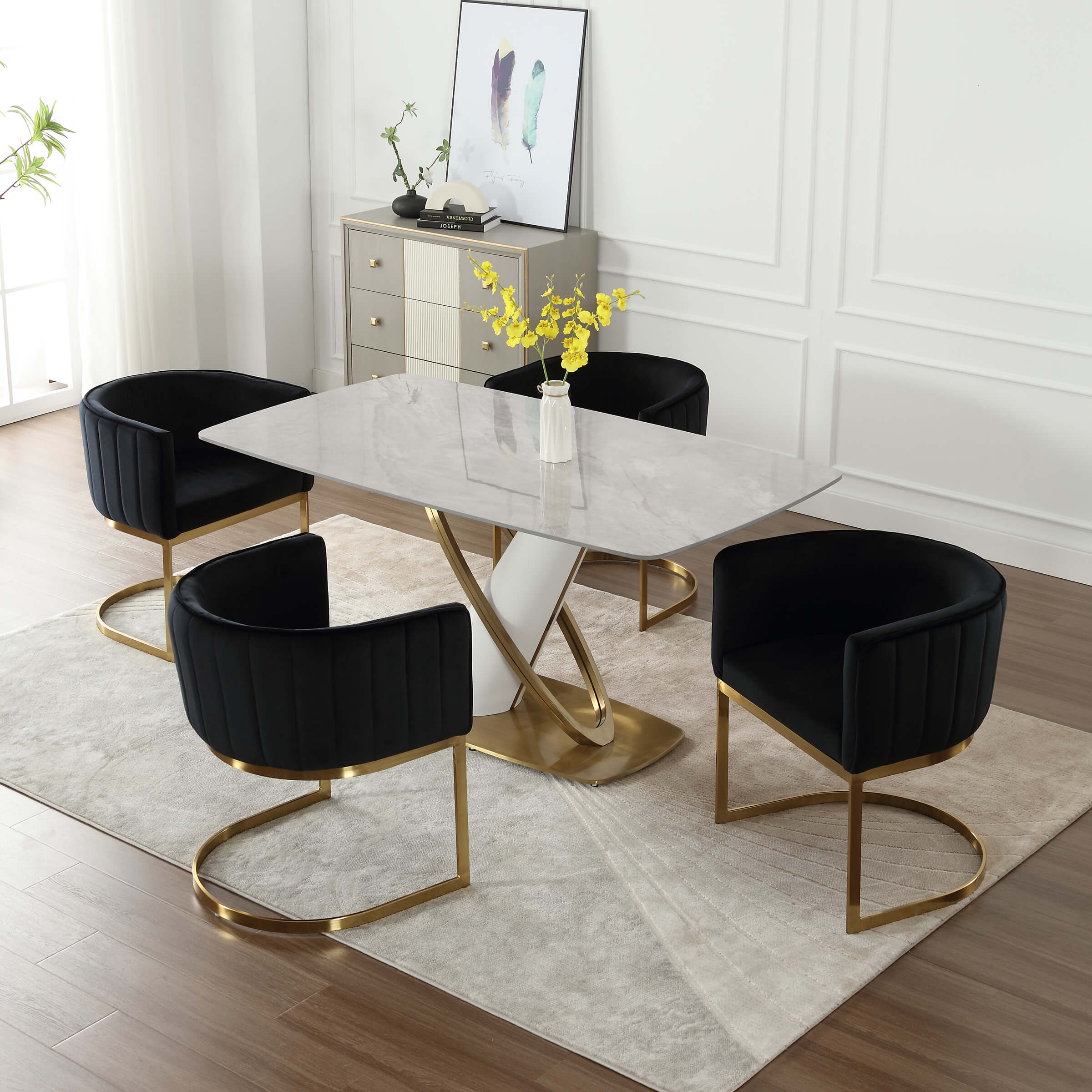 ZH4YOU Modern Barrel Dining Chairs Set of 2 - 7067DC