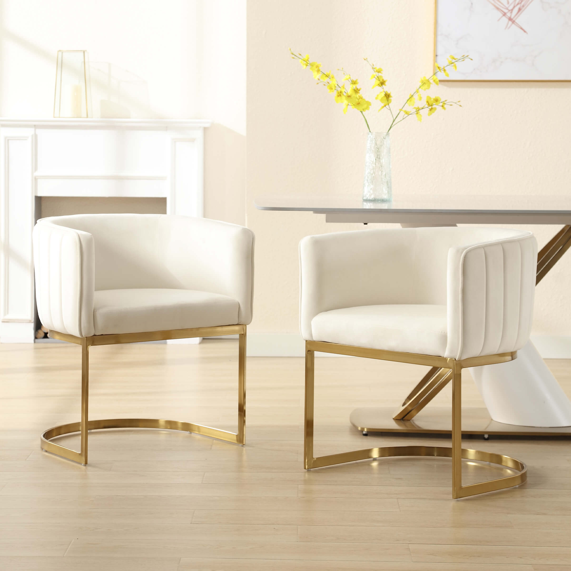 ZH4YOU Modern Barrel Dining Chairs Set of 2 - 7067DC