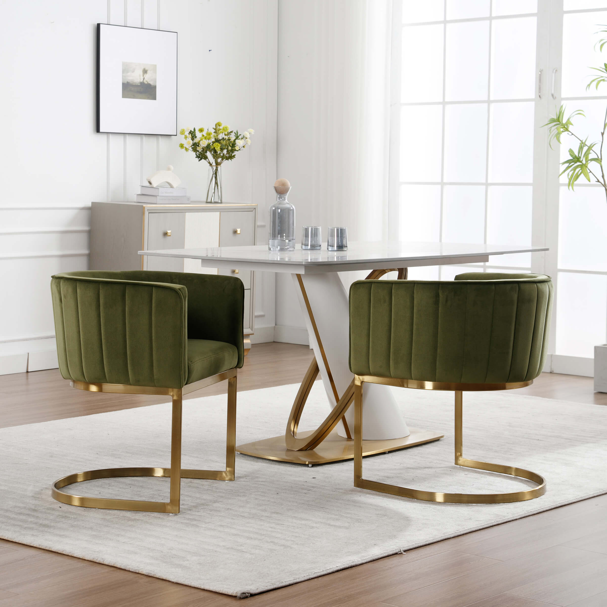 ZH4YOU Modern Barrel Dining Chairs Set of 2 - 7067DC
