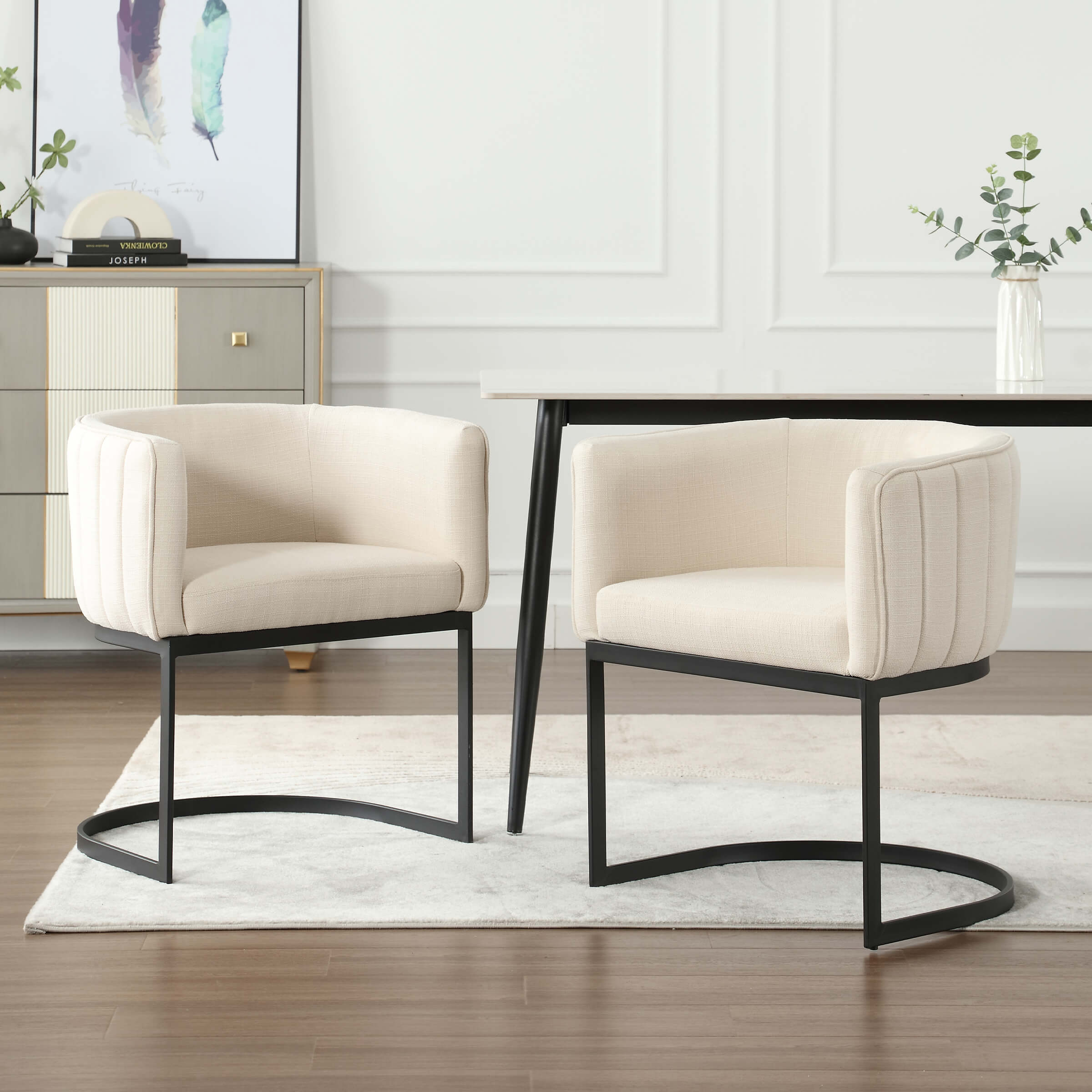 ZH4YOU Modern Barrel Dining Chairs Set of 2 - 7067DC