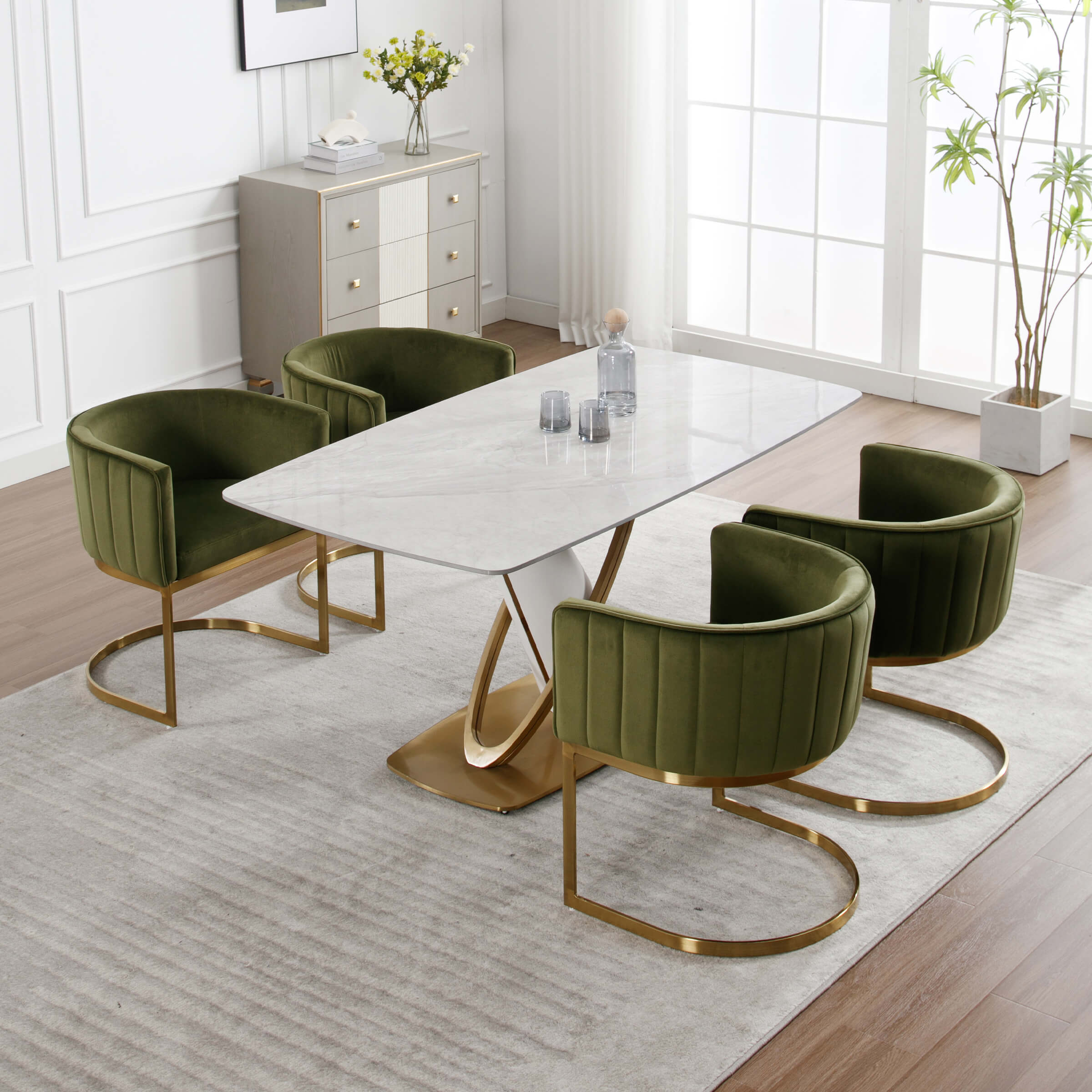 ZH4YOU Modern Barrel Dining Chairs Set of 2 - 7067DC
