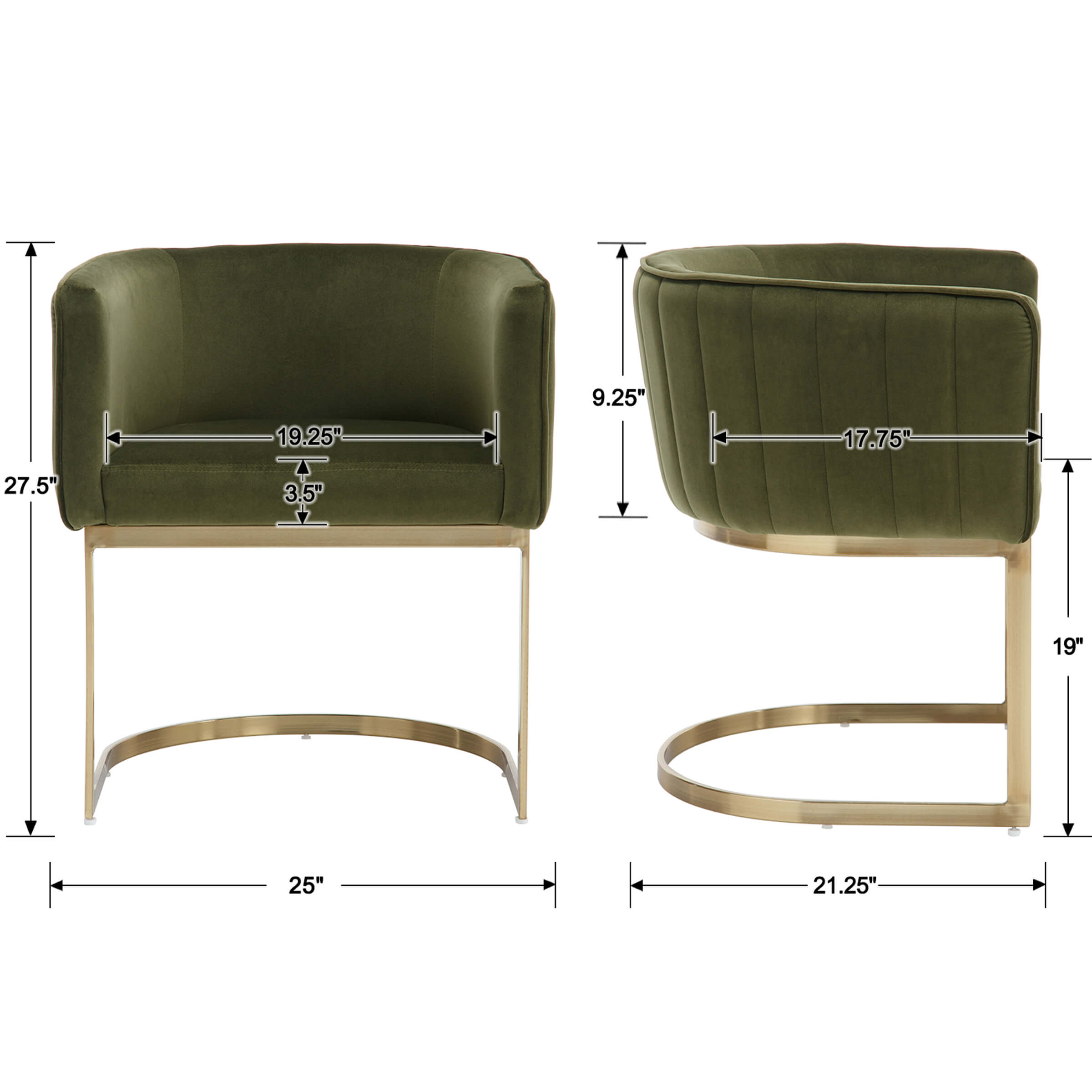 ZH4YOU Modern Barrel Dining Chairs Set of 2 - 7067DC