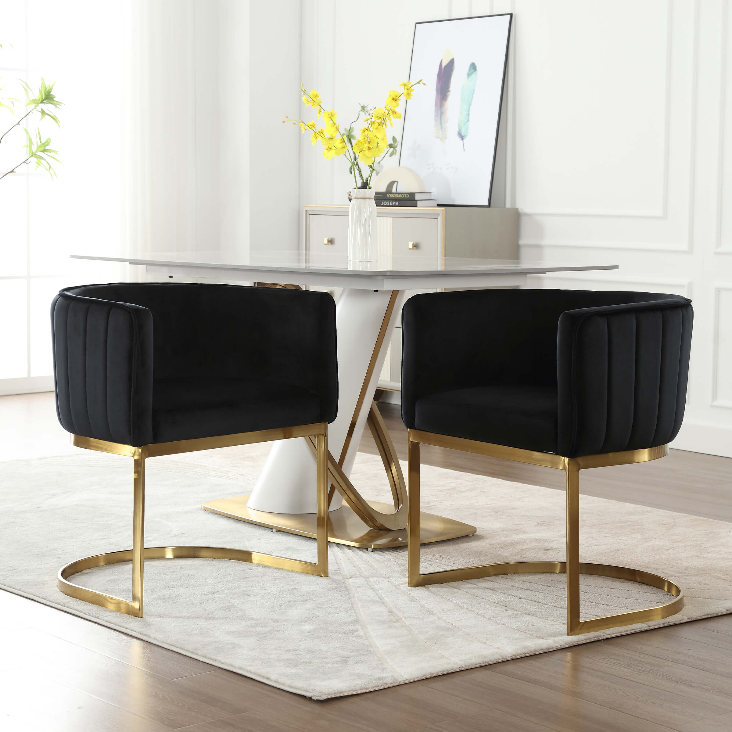 ZH4YOU Modern Barrel Dining Chairs Set of 2 - 7067DC