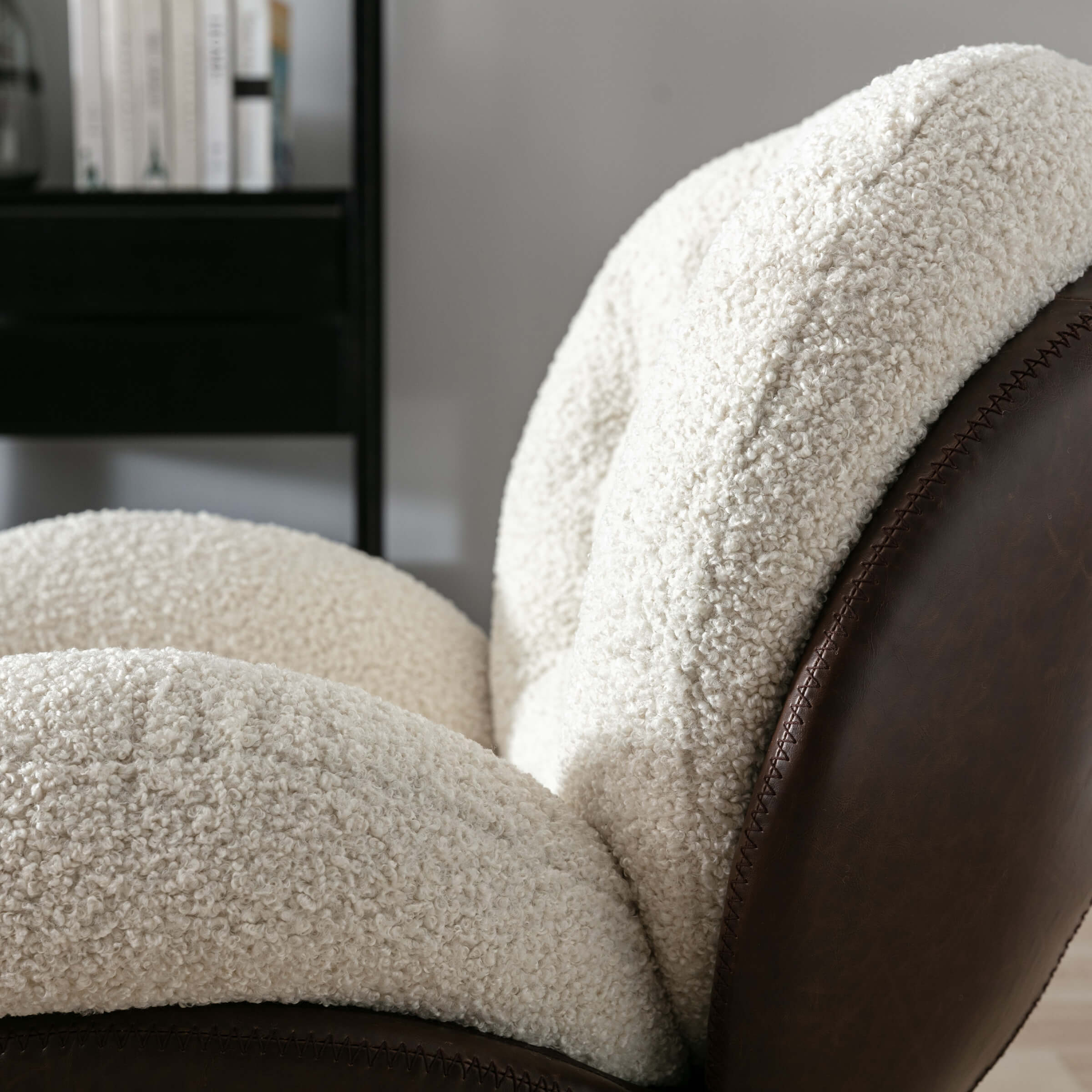ZH4YOU Swivel Sherpa Accent Chair with Ottoman - 18841AO