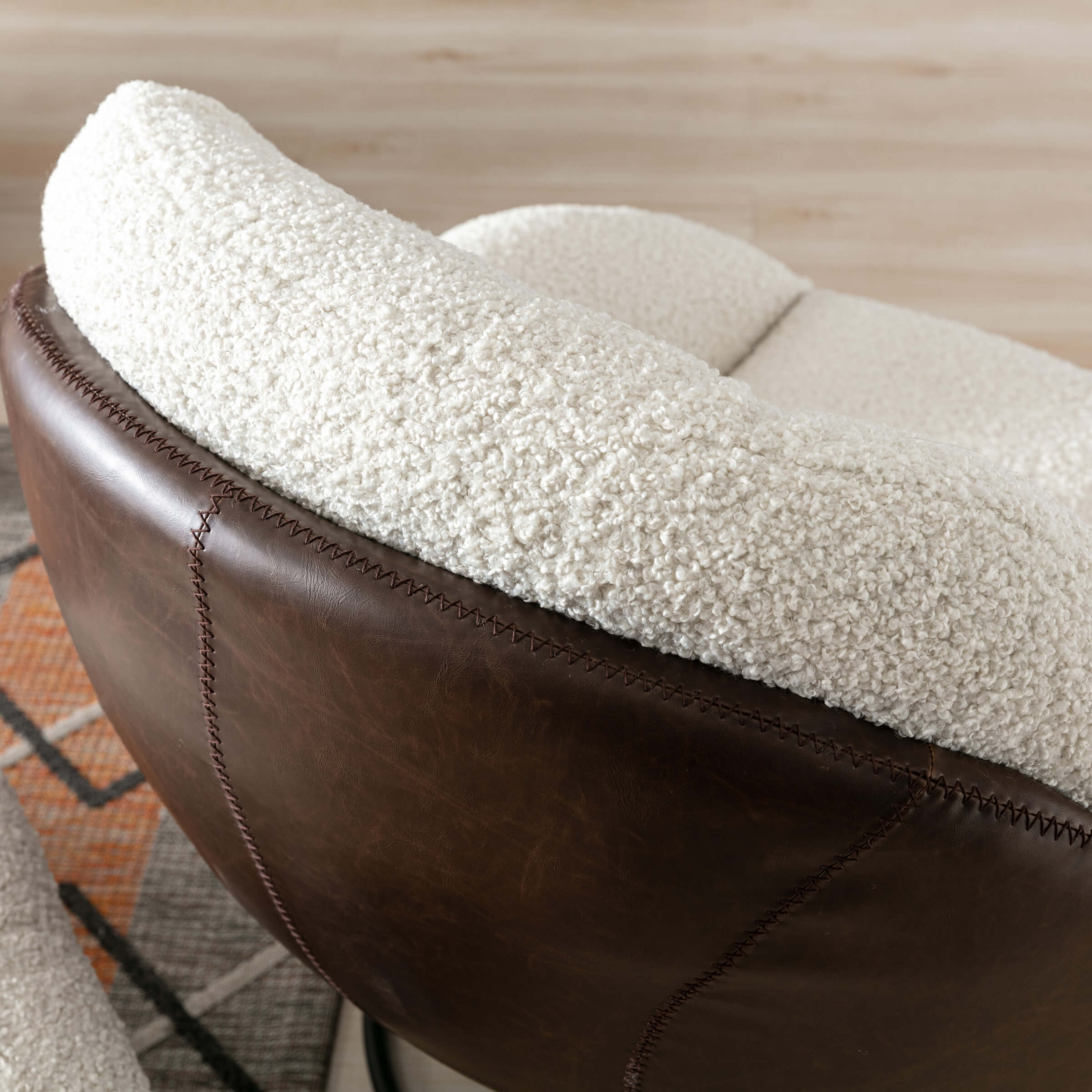 ZH4YOU Swivel Sherpa Accent Chair with Ottoman - 18841AO