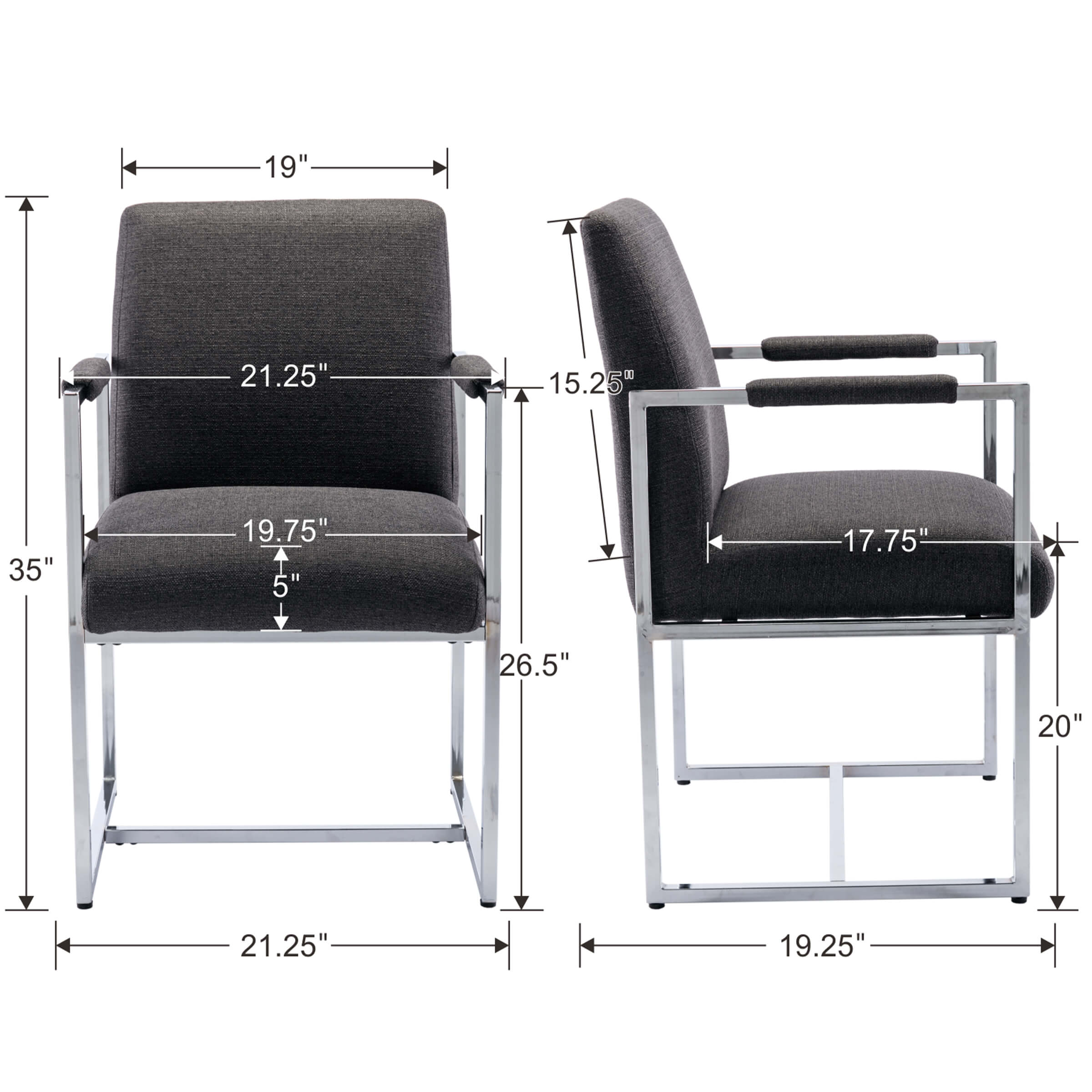 ZH4YOU Modern Dining Chairs with Metal Legs Set of 2 - 5104DC