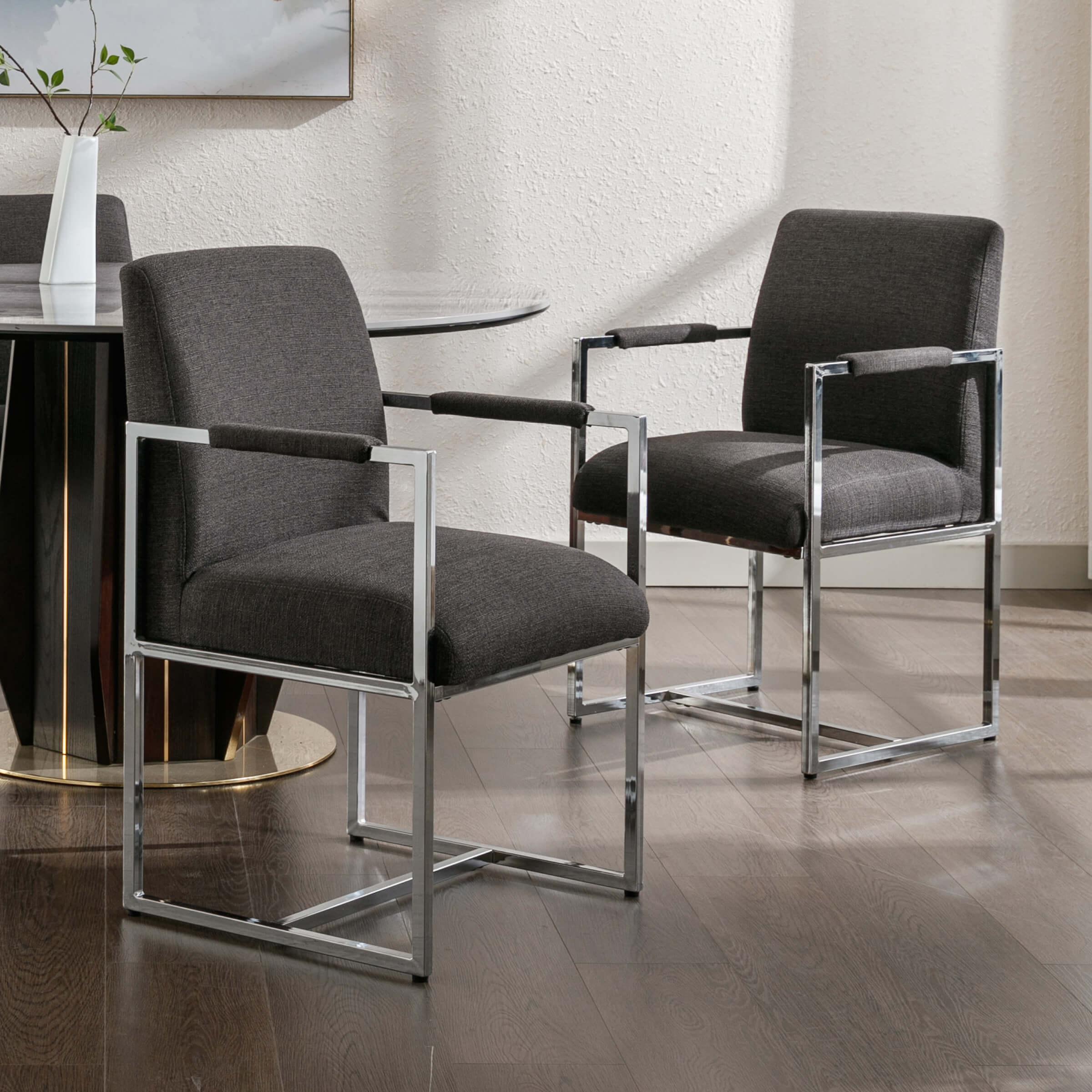 ZH4YOU Modern Upholstered Dining Chairs with Metal Legs Set of 2 - 5104DC