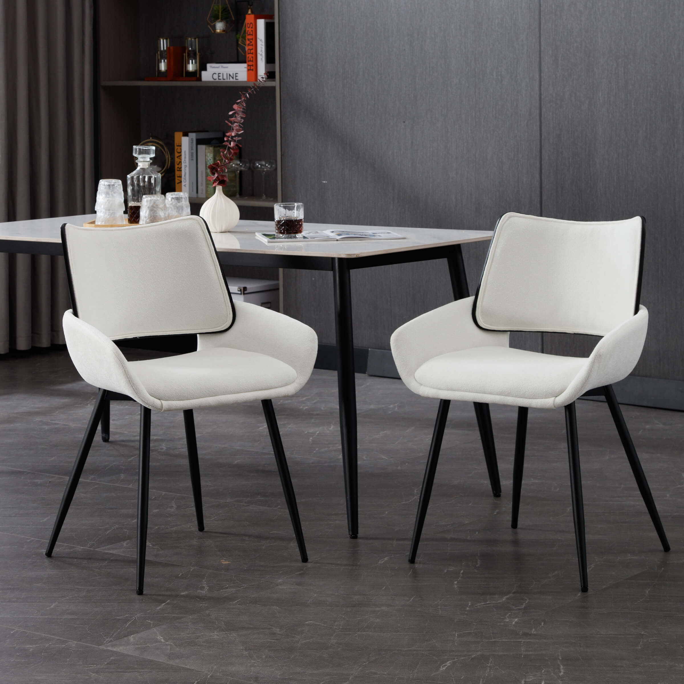 ZH4YOU Modern Upholstered Chenille Fabric  Dining Chairs Set of 2 - 6286