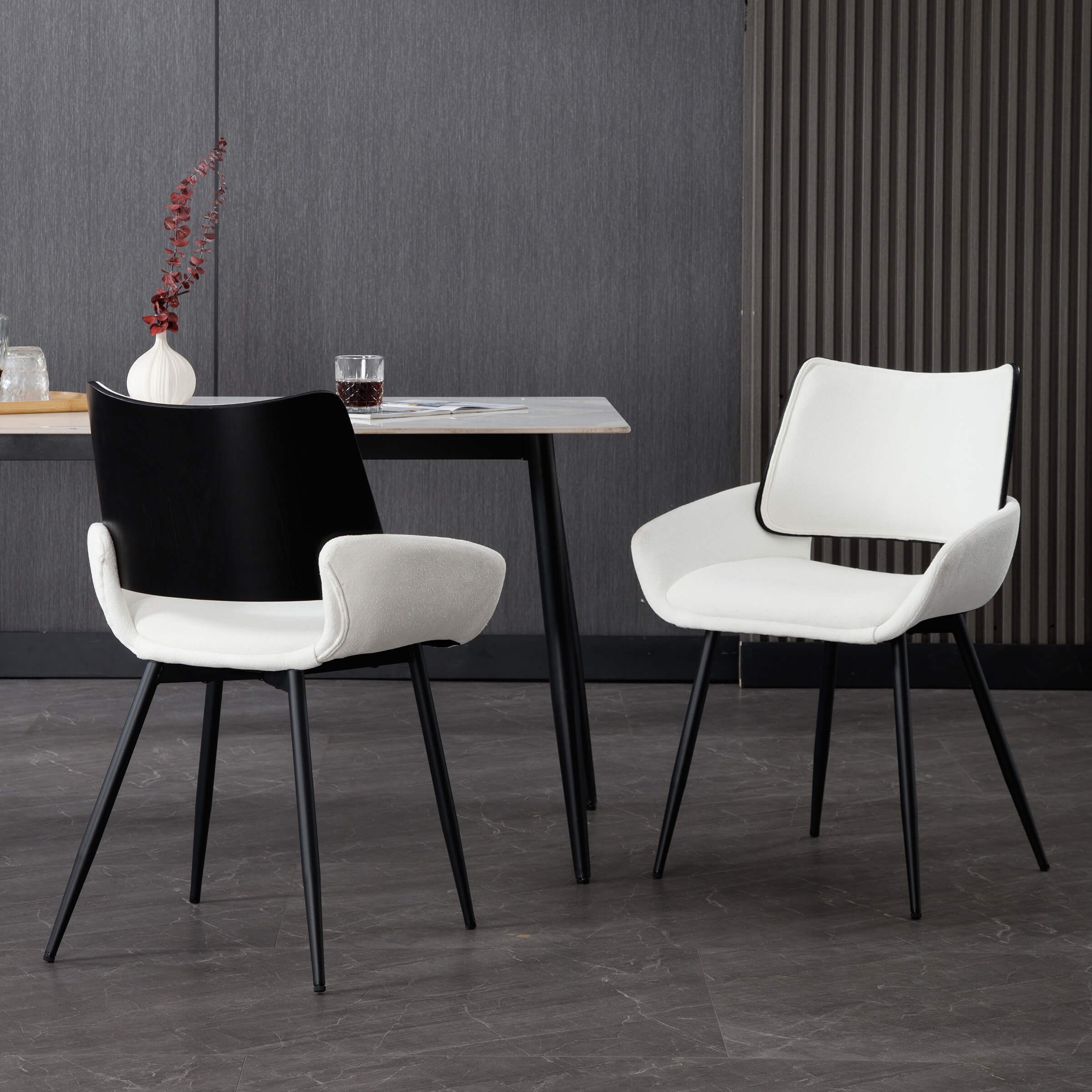 ZH4YOU Modern Upholstered Chenille Fabric  Dining Chairs Set of 2 - 6286