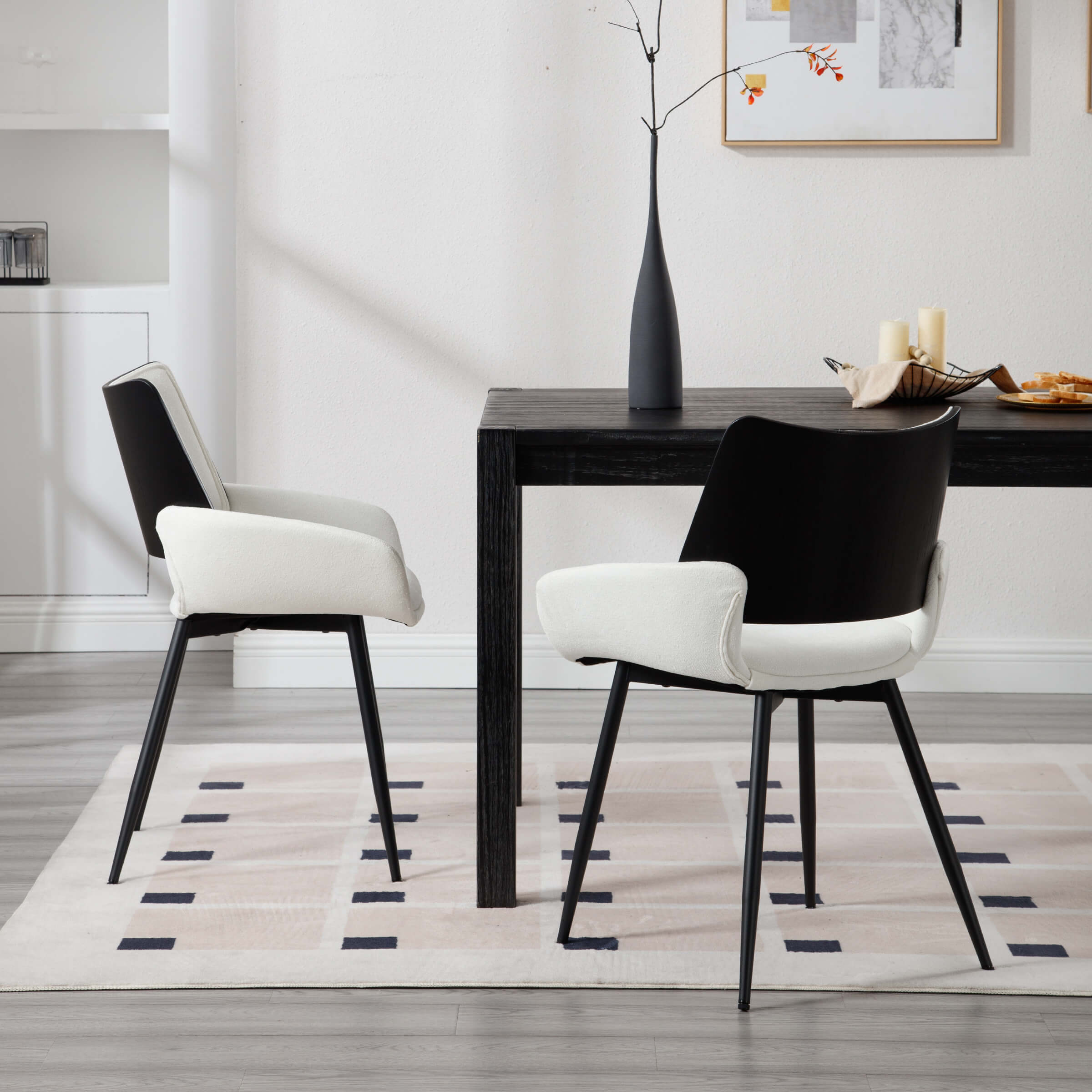 ZH4YOU Modern Upholstered Chenille Fabric  Dining Chairs Set of 2 - 6286