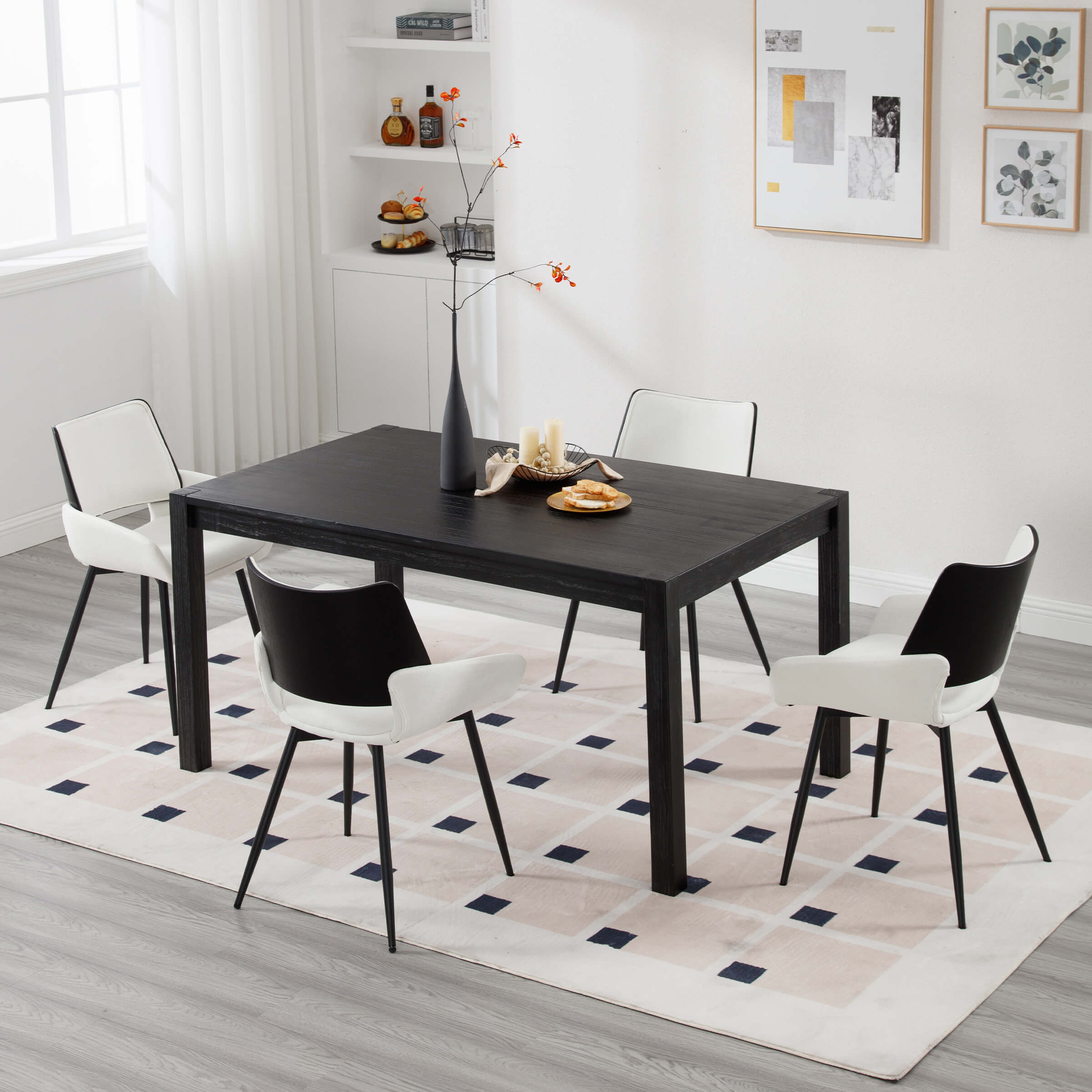 ZH4YOU Modern Upholstered Chenille Fabric  Dining Chairs Set of 2 - 6286