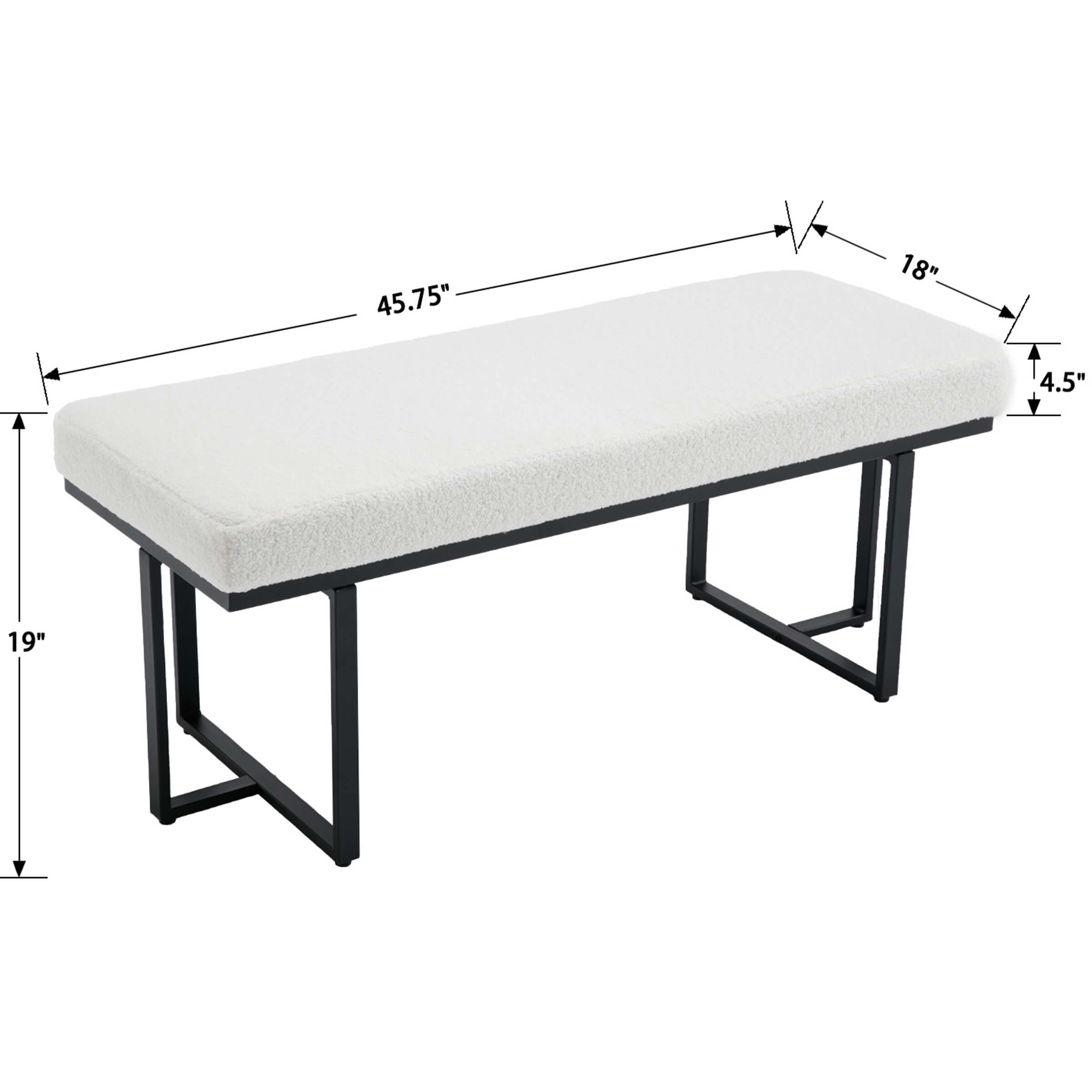ZH4YOU 45" Modern Ottoman Bench for Bedroom - 1013BH