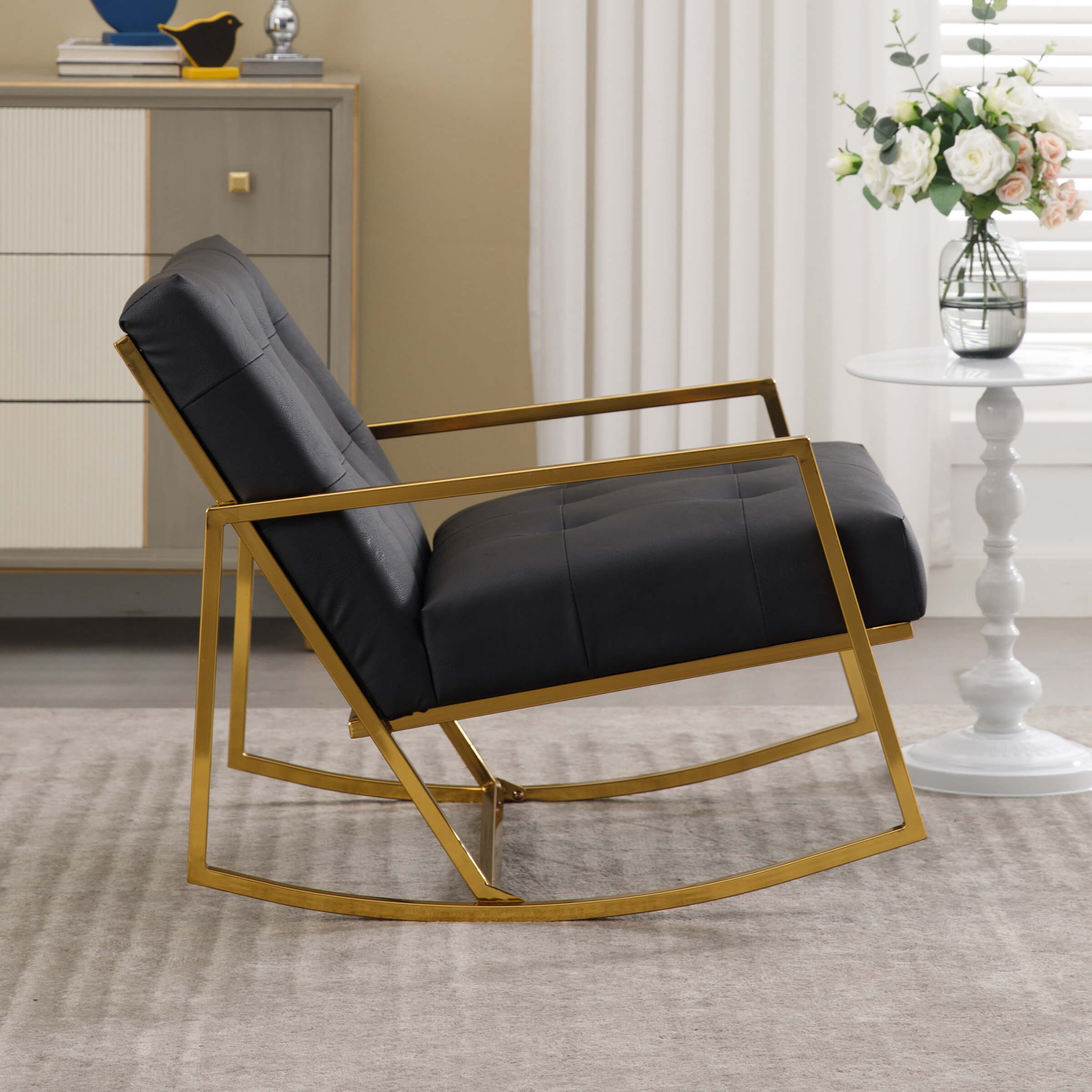ZH4YOU Rocking PU Leather Upholstered Recliner Chairs 1 PCS - 3935