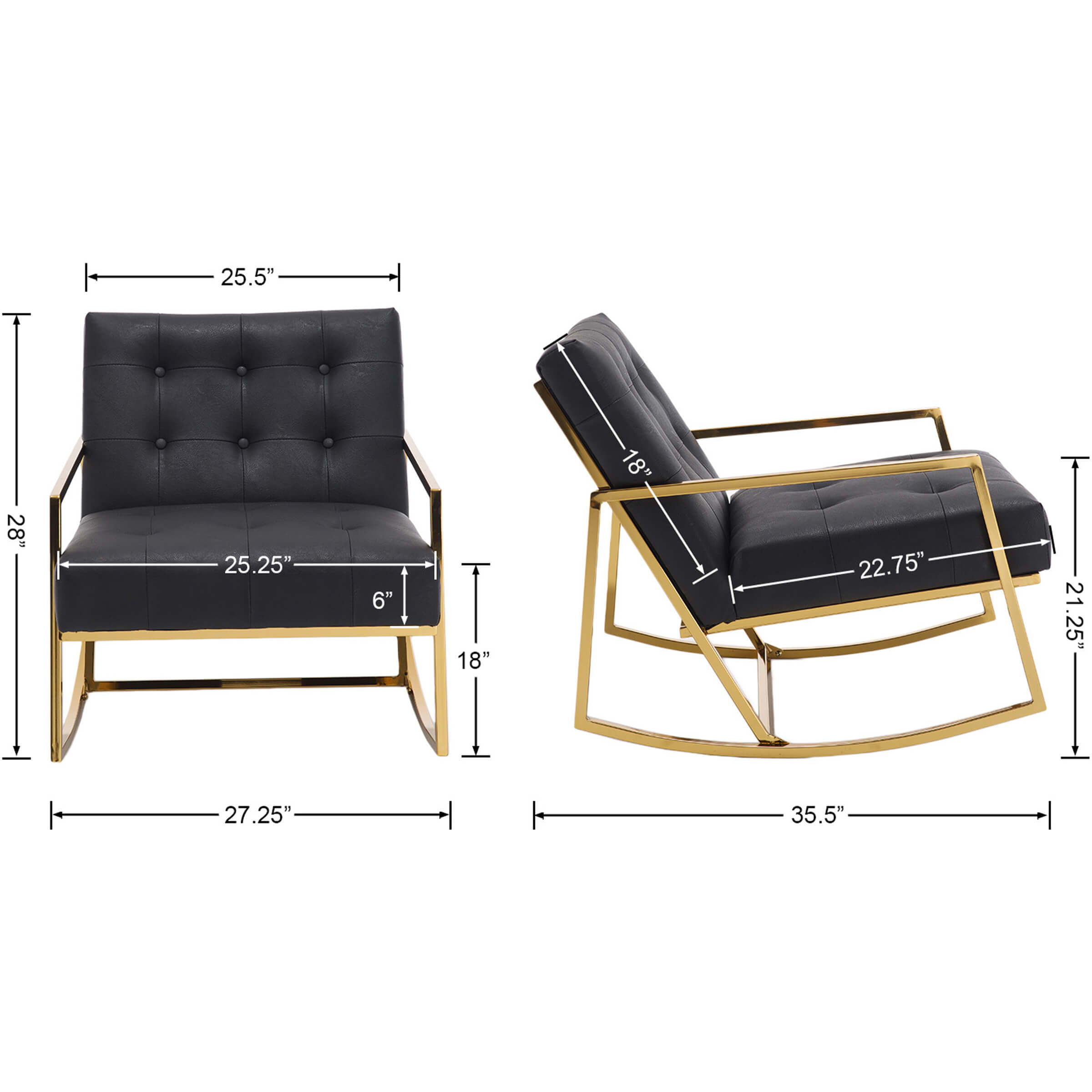 ZH4YOU Rocking PU Leather Upholstered Recliner Chairs 1 PCS - 3935