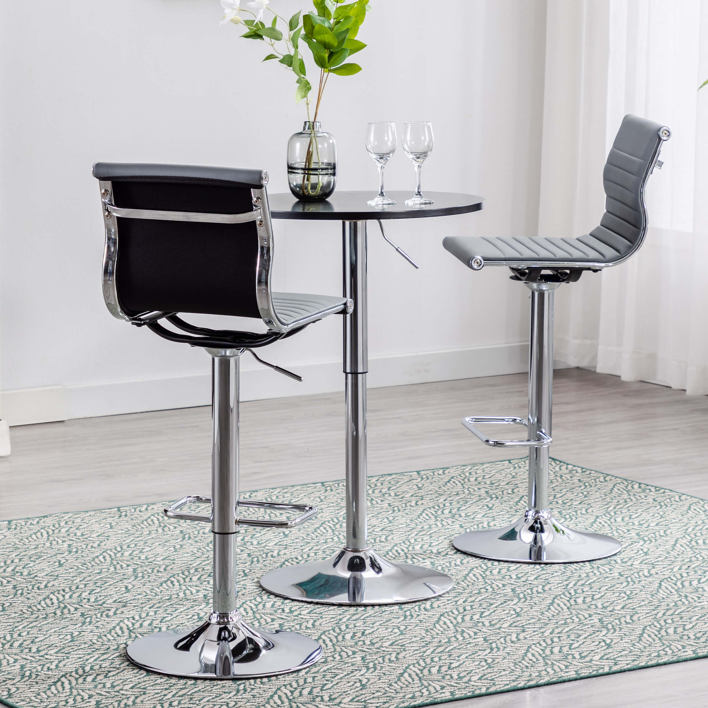 Two stools and round table product diagram