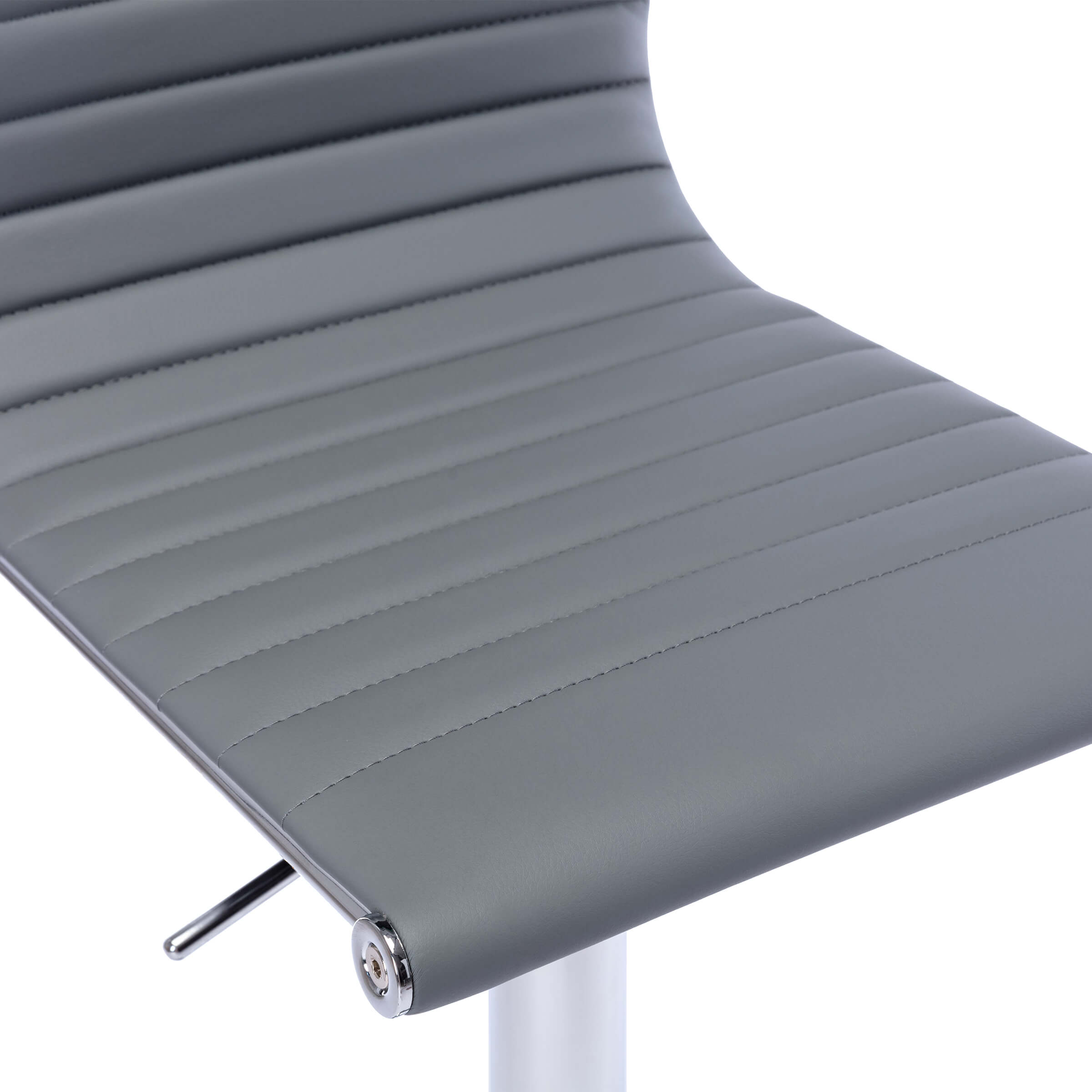 Close-up of gray seat with stitching