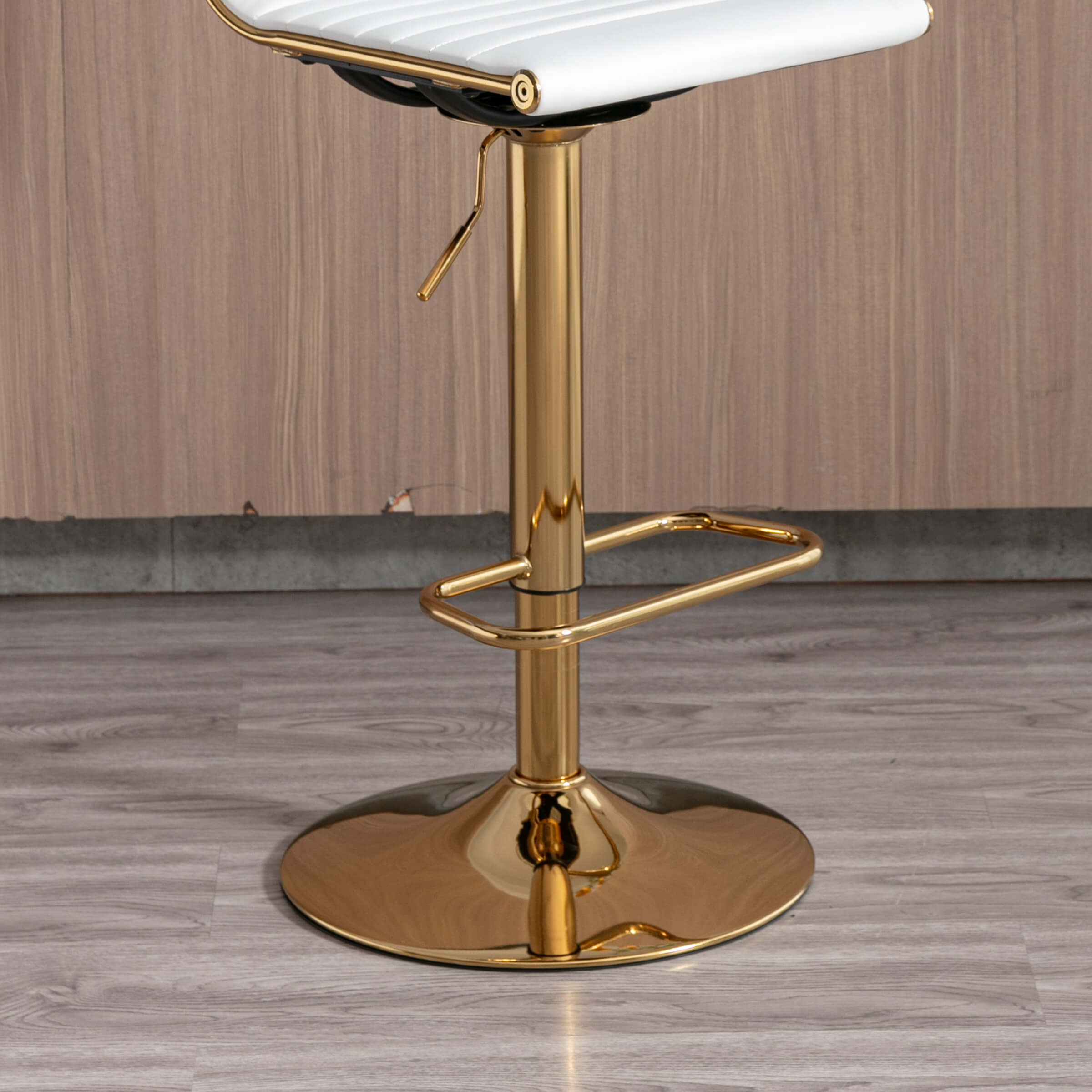 Close-up of gold footrest