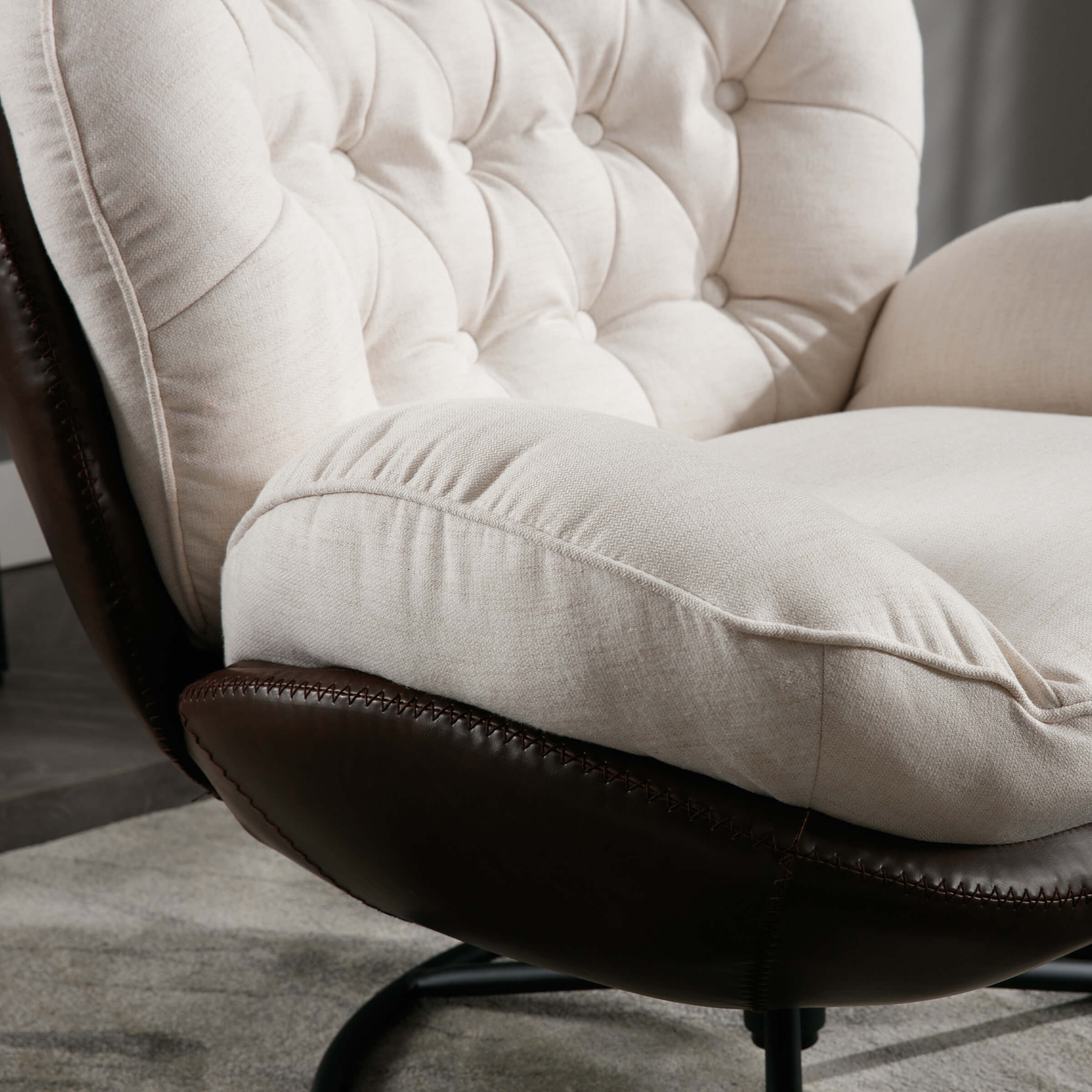 ZH4YOU Swivel Linen Accent Chair with Ottoman - 18841AO