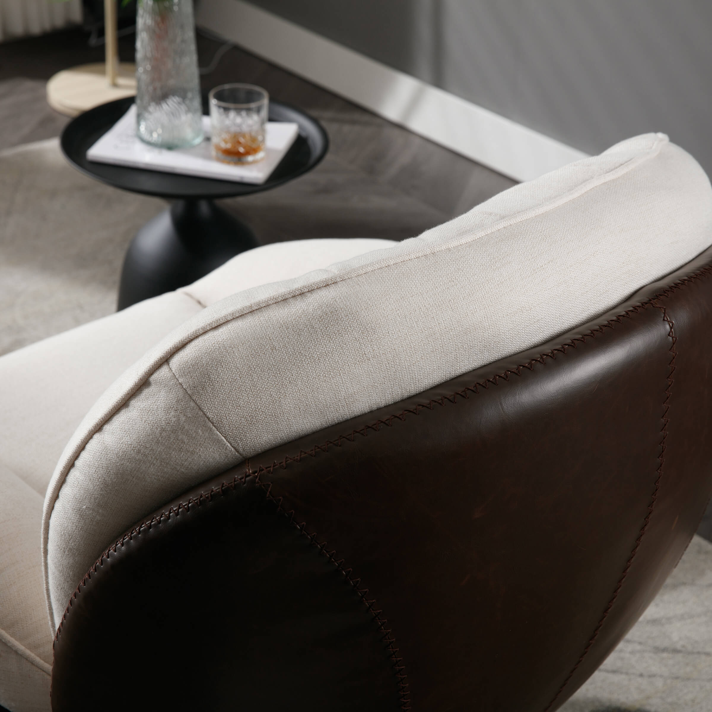 ZH4YOU Swivel Linen Accent Chair with Ottoman - 18841AO