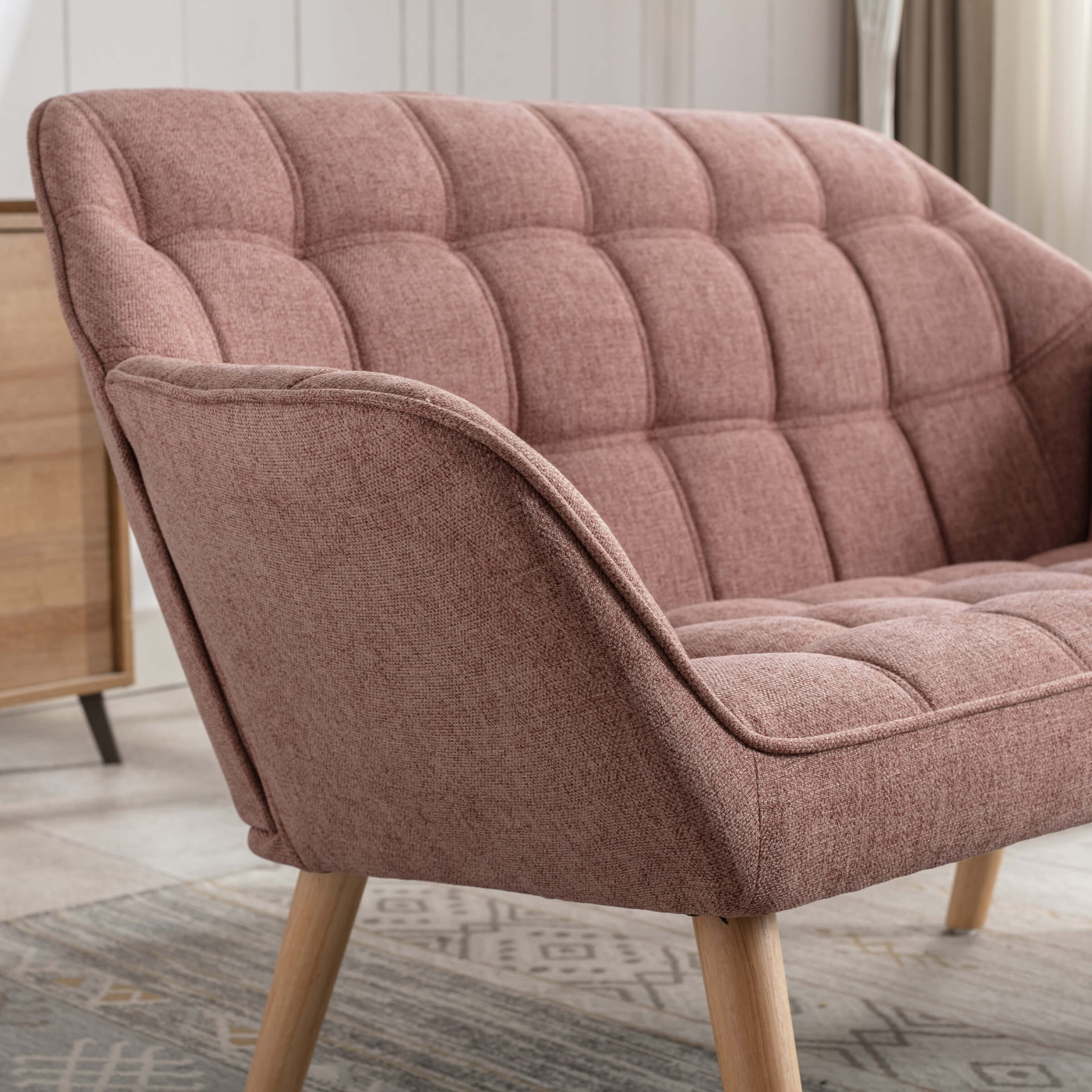 ZH4YOU 48"W Durable Linen Small Loveseat - 8904AC